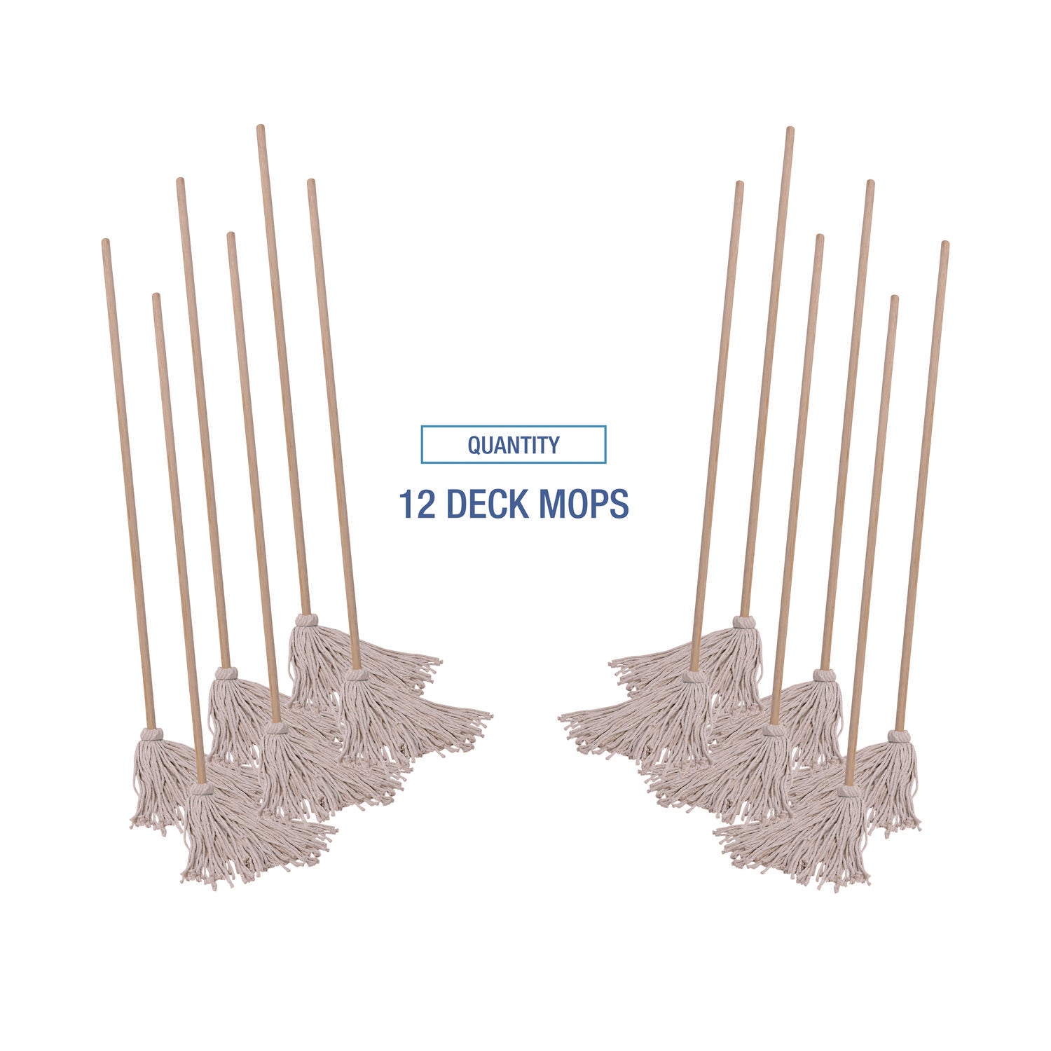 Handle/Deck Mops, #20 White Cotton Head, 54" Natural Wood Handle