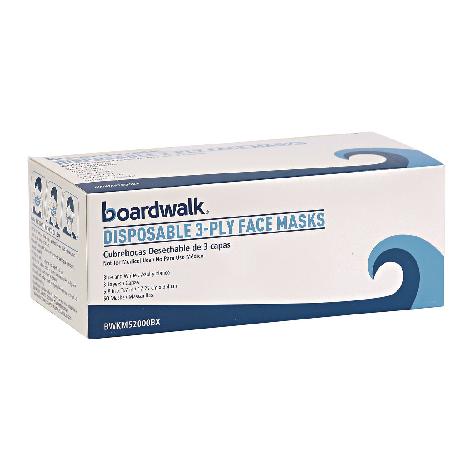 Three-Ply General Use Face Mask, Blue, 50/box, 40 Boxes/carton