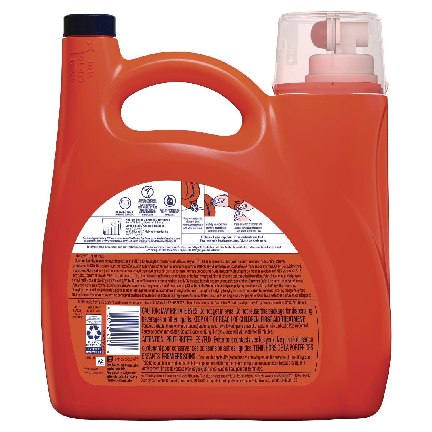 HE Liquid Laundry Detergent, Original Scent, 132 oz Pour Bottle, 4/Carton