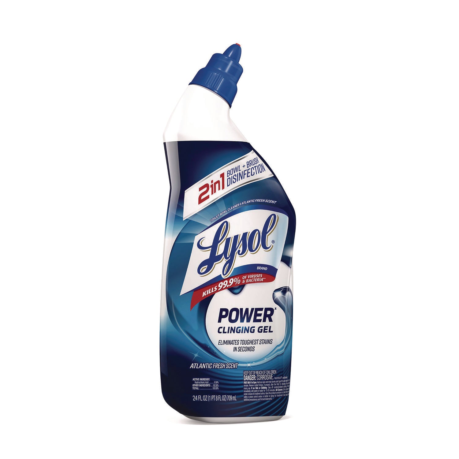 Lysol Toilet Bowl Cleaner - 24 fl oz (0.8 quart) - Atlantic Fresh Scent - Disinfectant - Blue Bottle - 1 Each