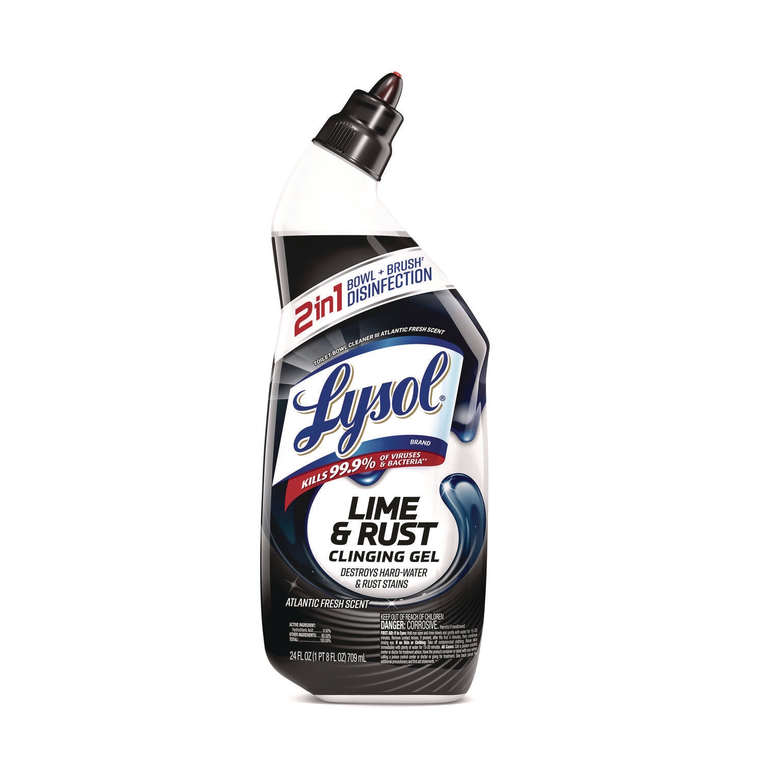 Lysol Lime/Rust Toilet Bowl Cleaner - 24 fl oz (0.8 quart) - Atlantic Fresh Scent - Blue - 1 Each