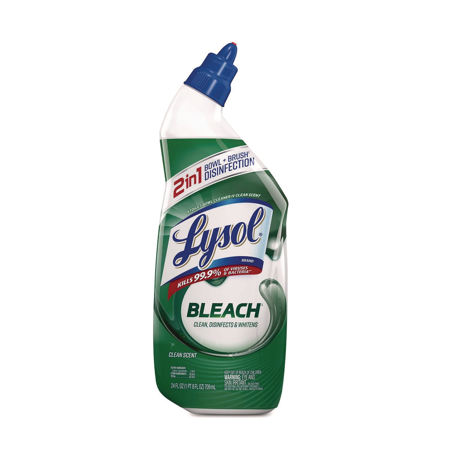 Lysol Bleach Toilet Bowl Cleaner - 24 fl oz (0.8 quart) - Disinfectant - Blue Bottle - 1 Each