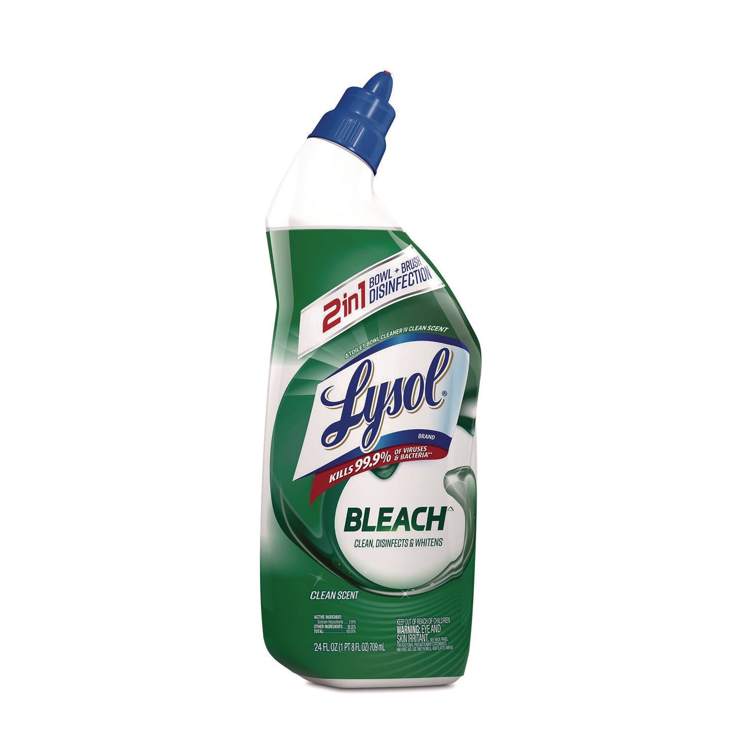 Lysol Bleach Toilet Bowl Cleaner - 24 fl oz (0.8 quart) - Disinfectant - Blue Bottle - 1 Each