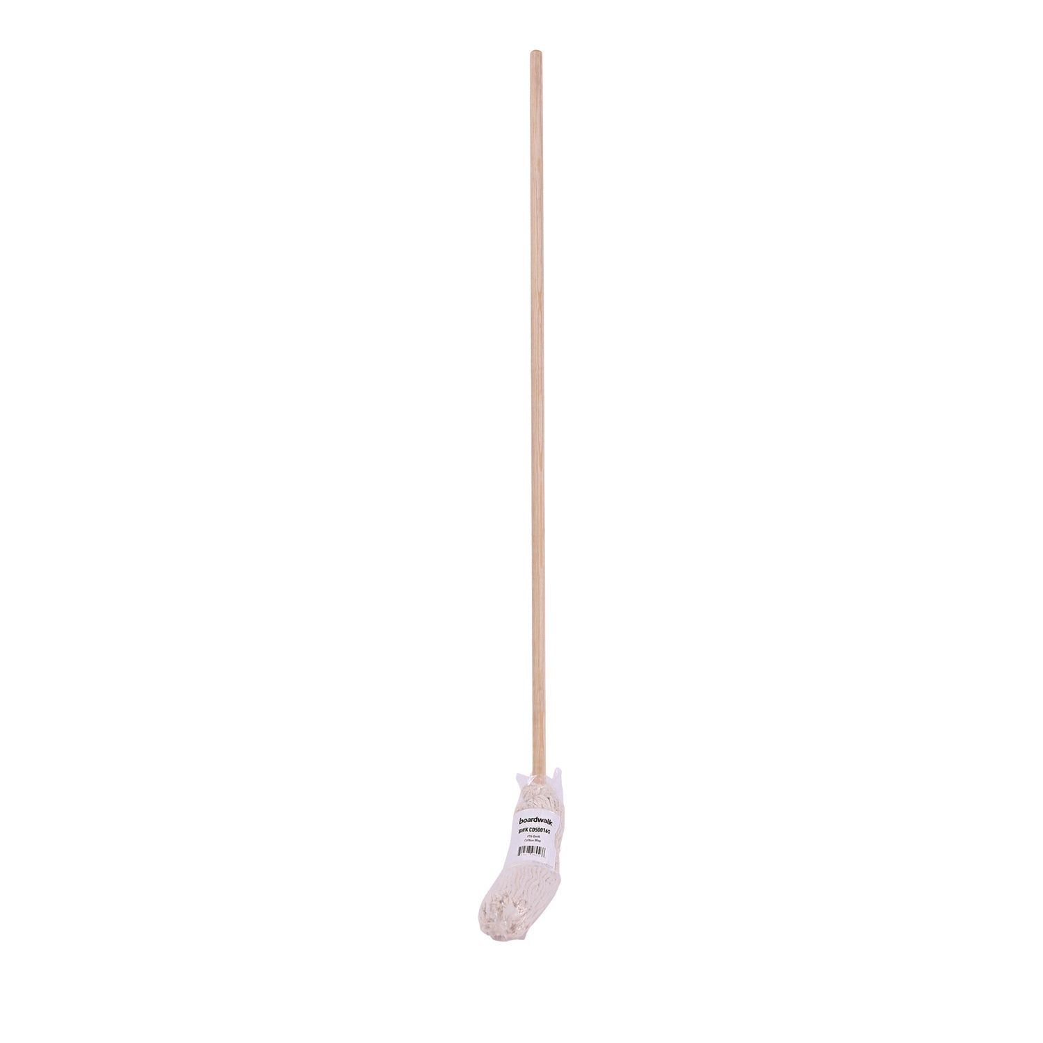 Cotton Deck Mop, #16 White Cotton Head, 50" Wood Handle, 12/Carton