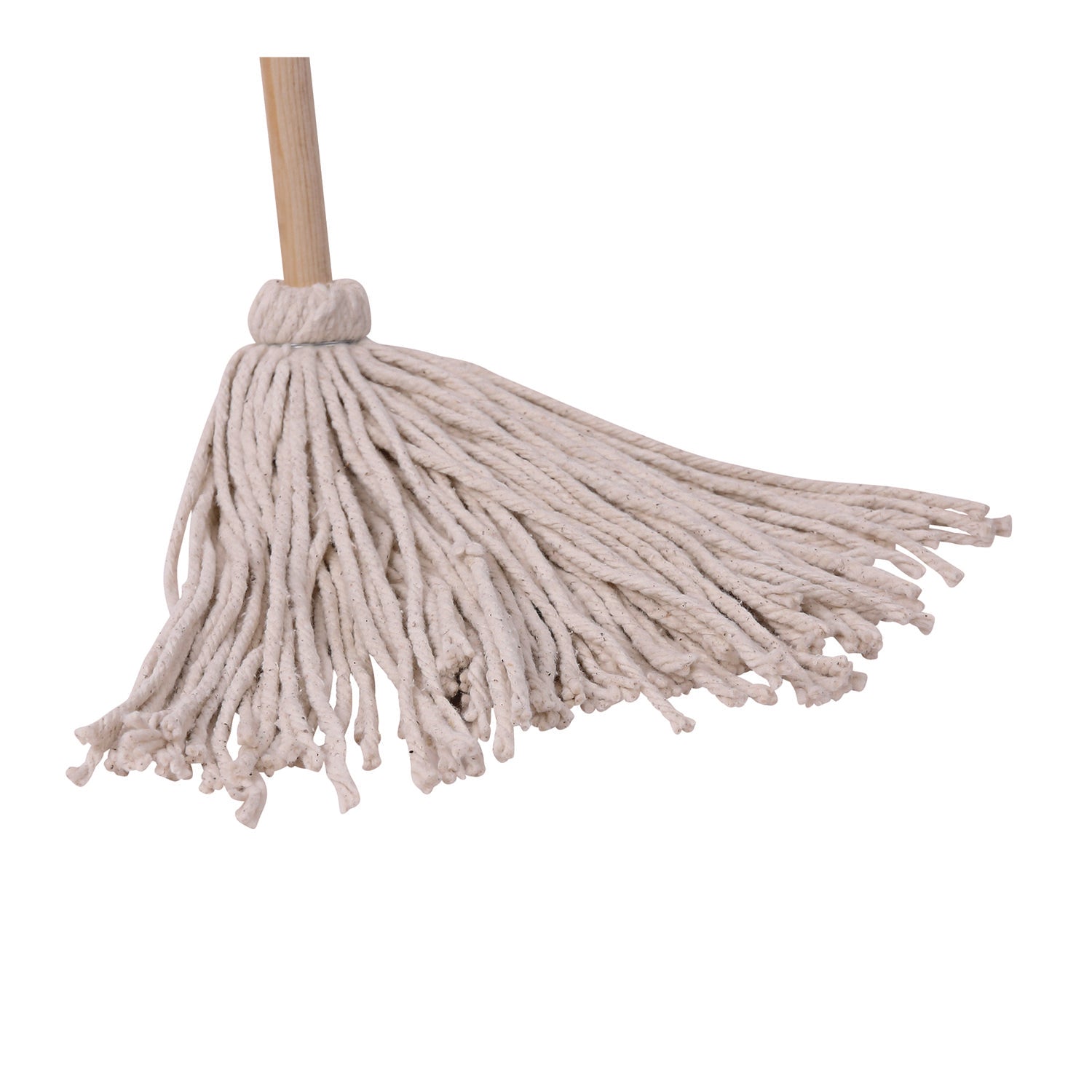 Cotton Deck Mop, #16 White Cotton Head, 50" Wood Handle, 12/Carton