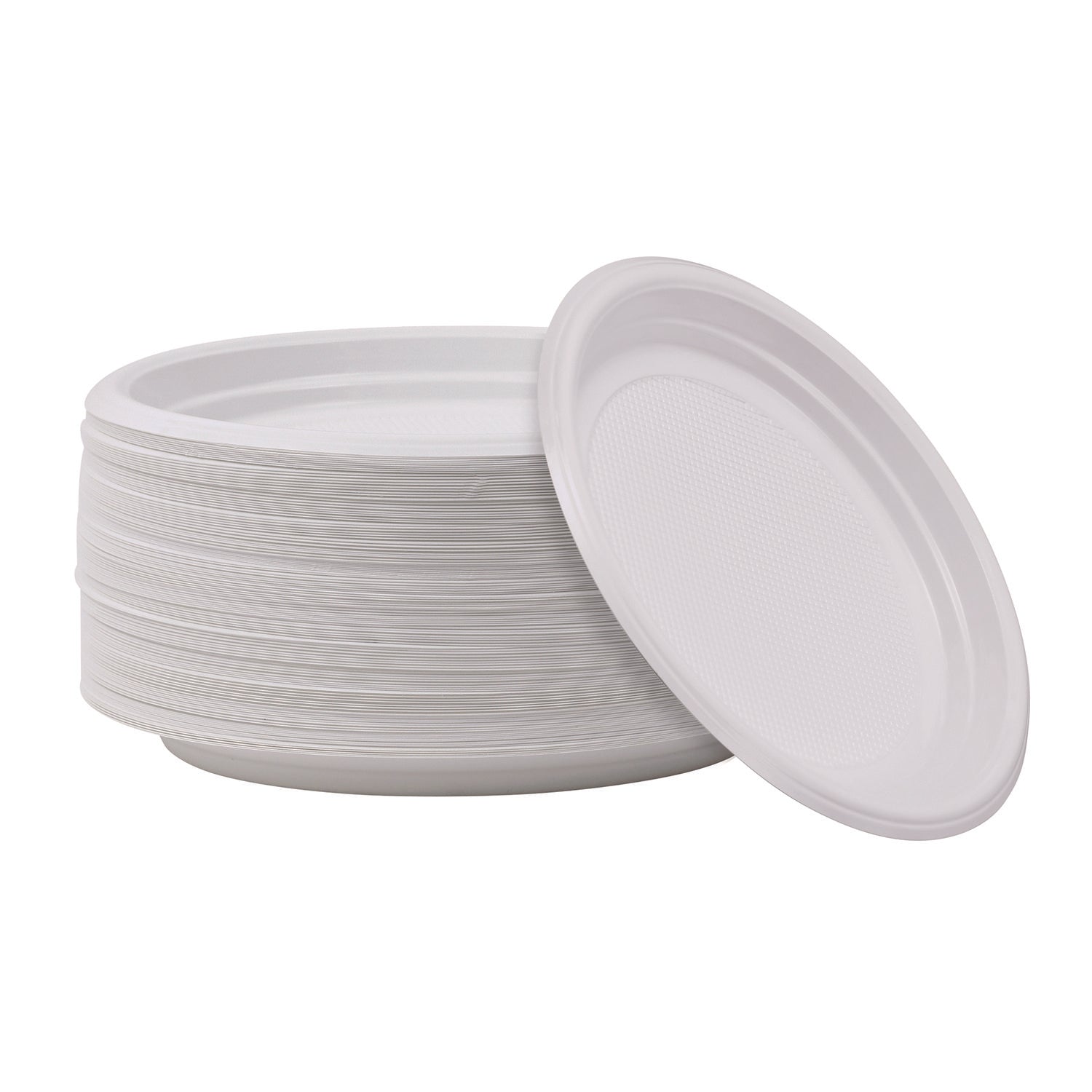 Hi-Impact Plastic Dinnerware, Plate, 9" Dia, White, 500/carton