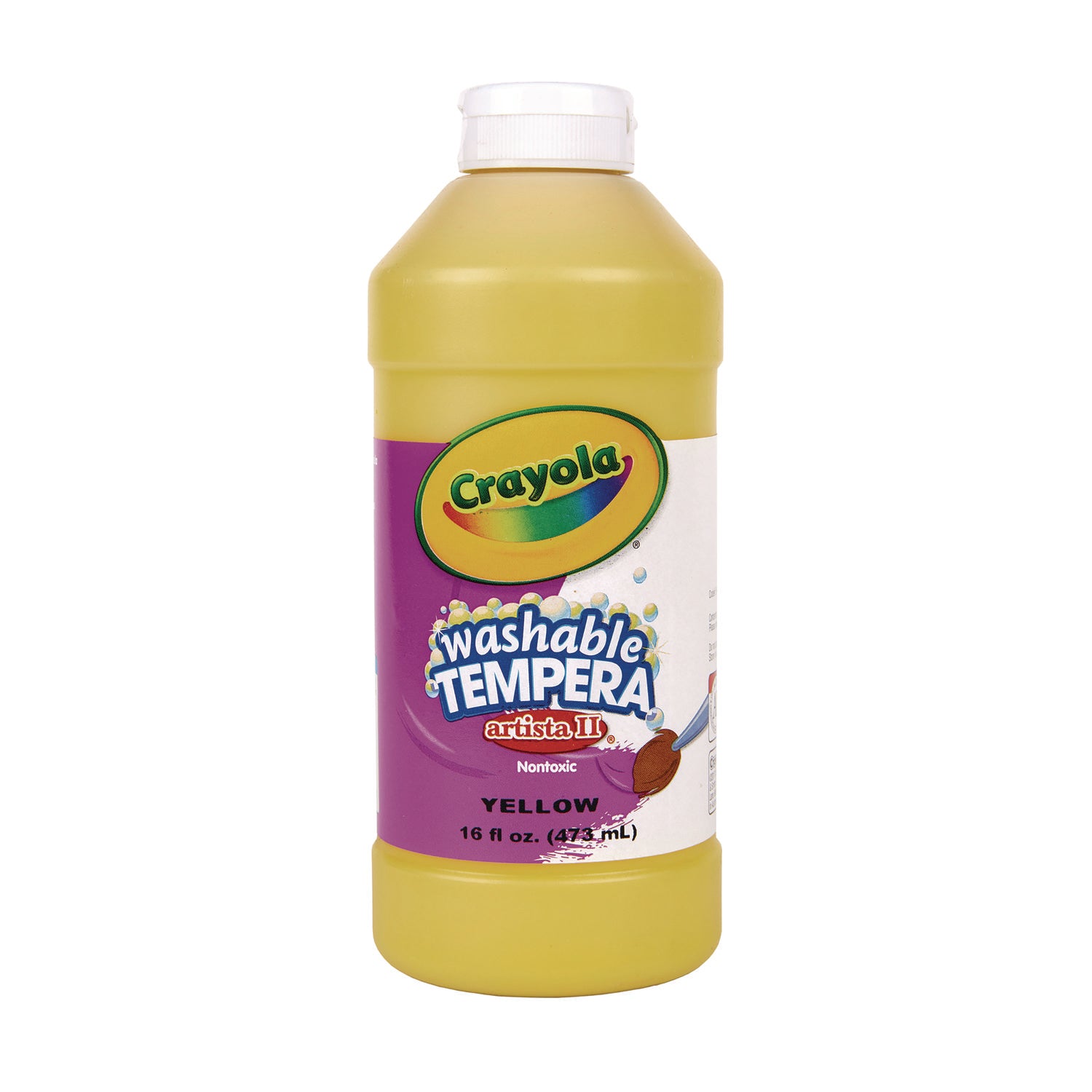 Crayola Artista II Washable Tempera Paints - 1 Color(s) - Yellow - 16 oz - Washable - 1 Each
