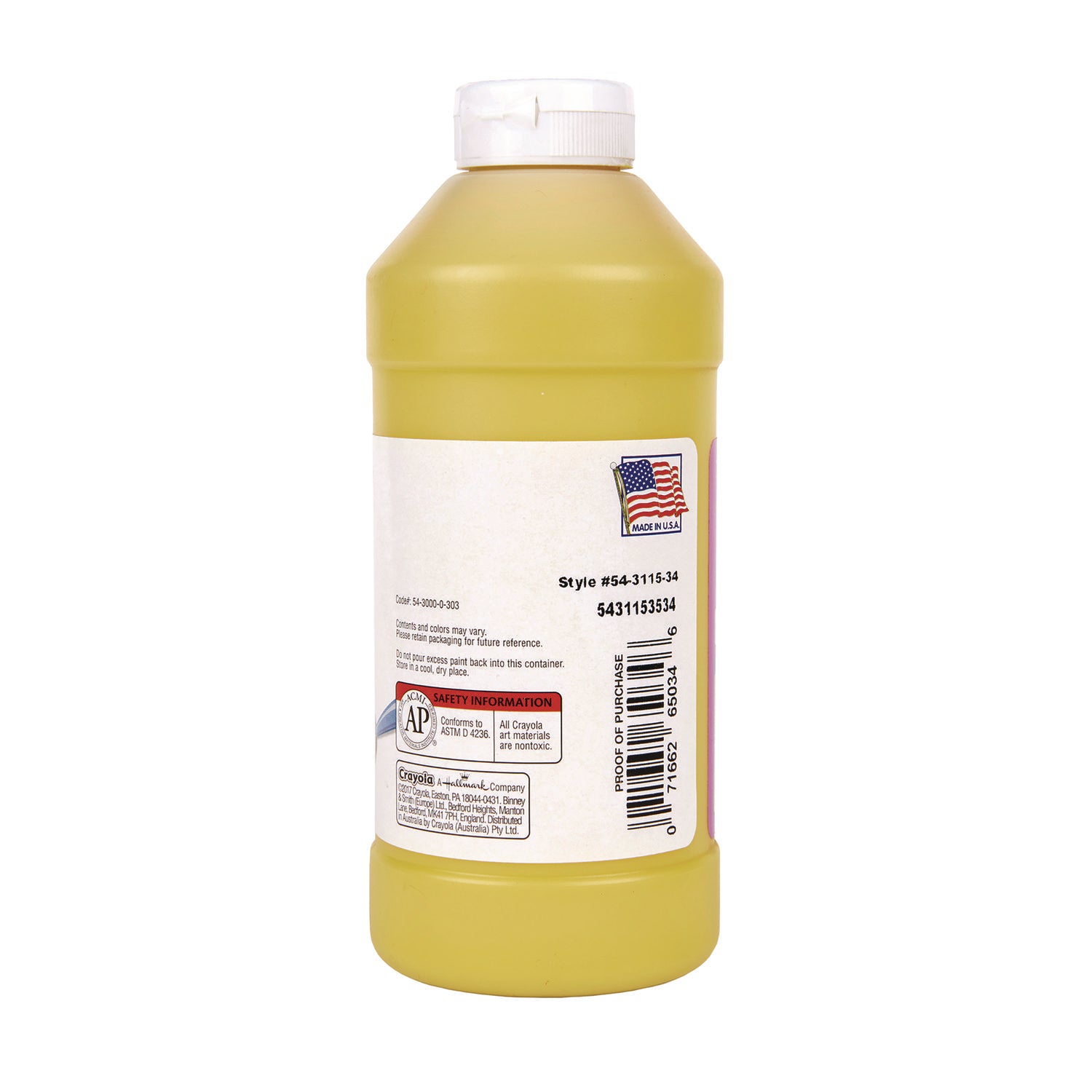 Crayola Artista II Washable Tempera Paints - 1 Color(s) - Yellow - 16 oz - Washable - 1 Each