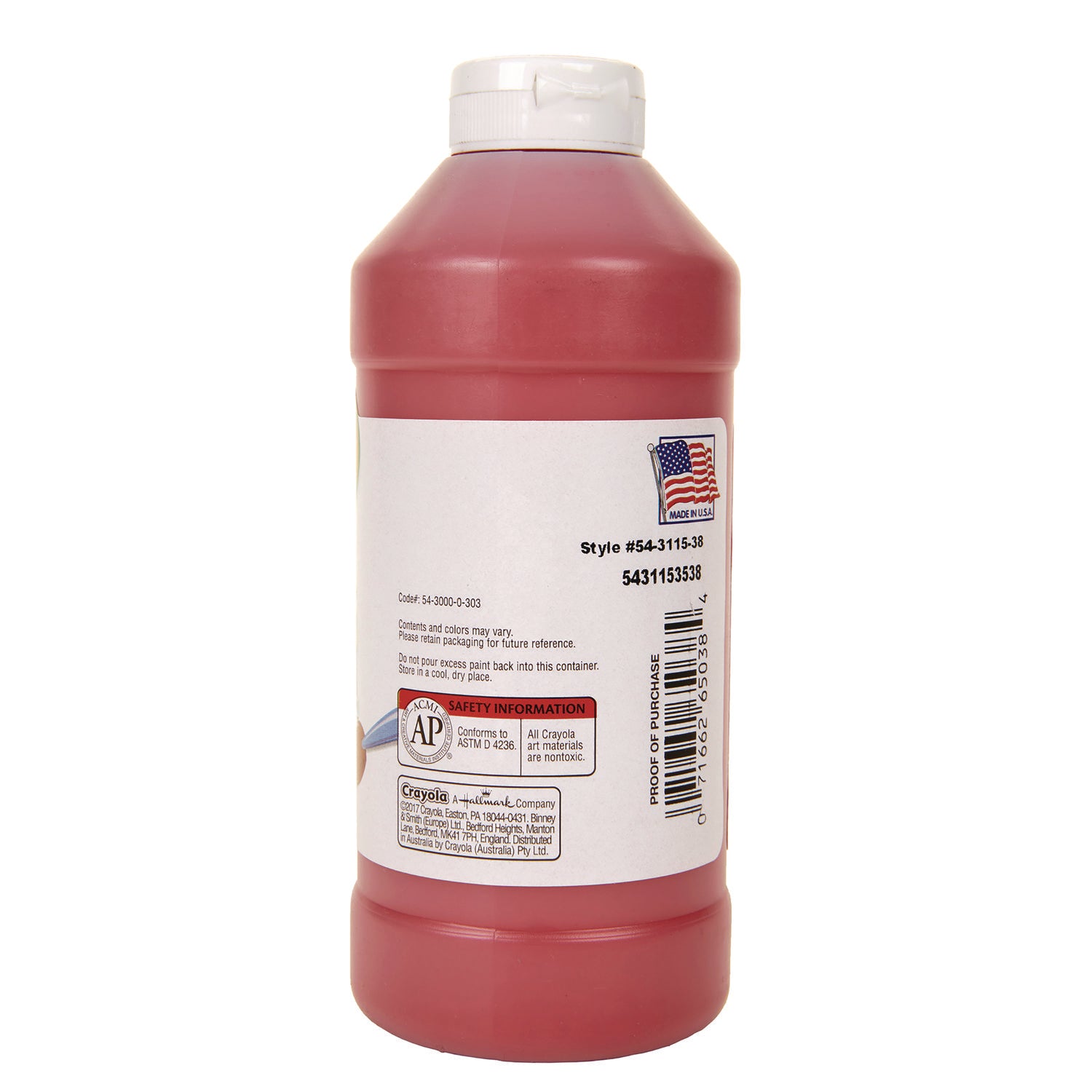 Crayola Artista II Washable Tempera Paints - 1 Color(s) - Red - 16 oz - Washable - 1 Each