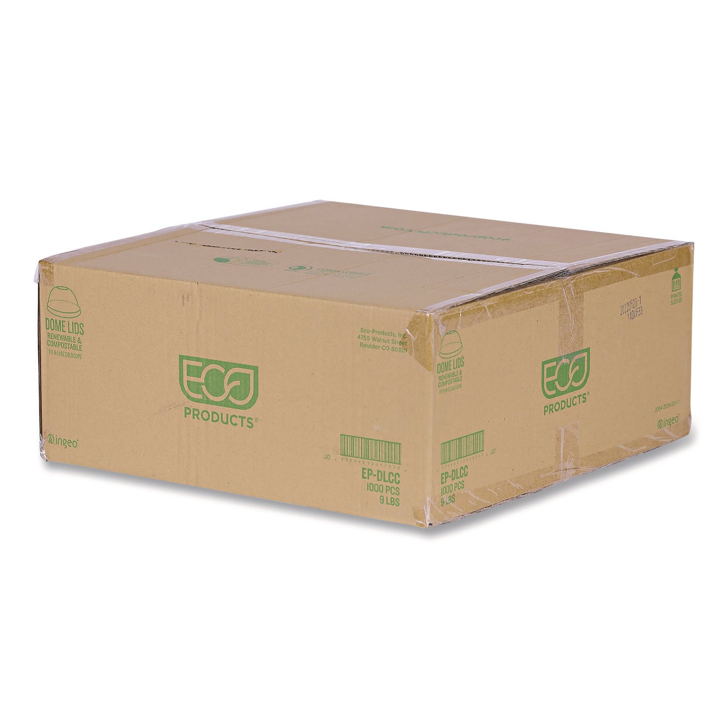 GreenStripe Cold Cup Dome Lids, With Hole, Fits 9 oz to 24 oz Cold Cups, Plastic, Clear, 100/Pack, 10 Packs/Carton