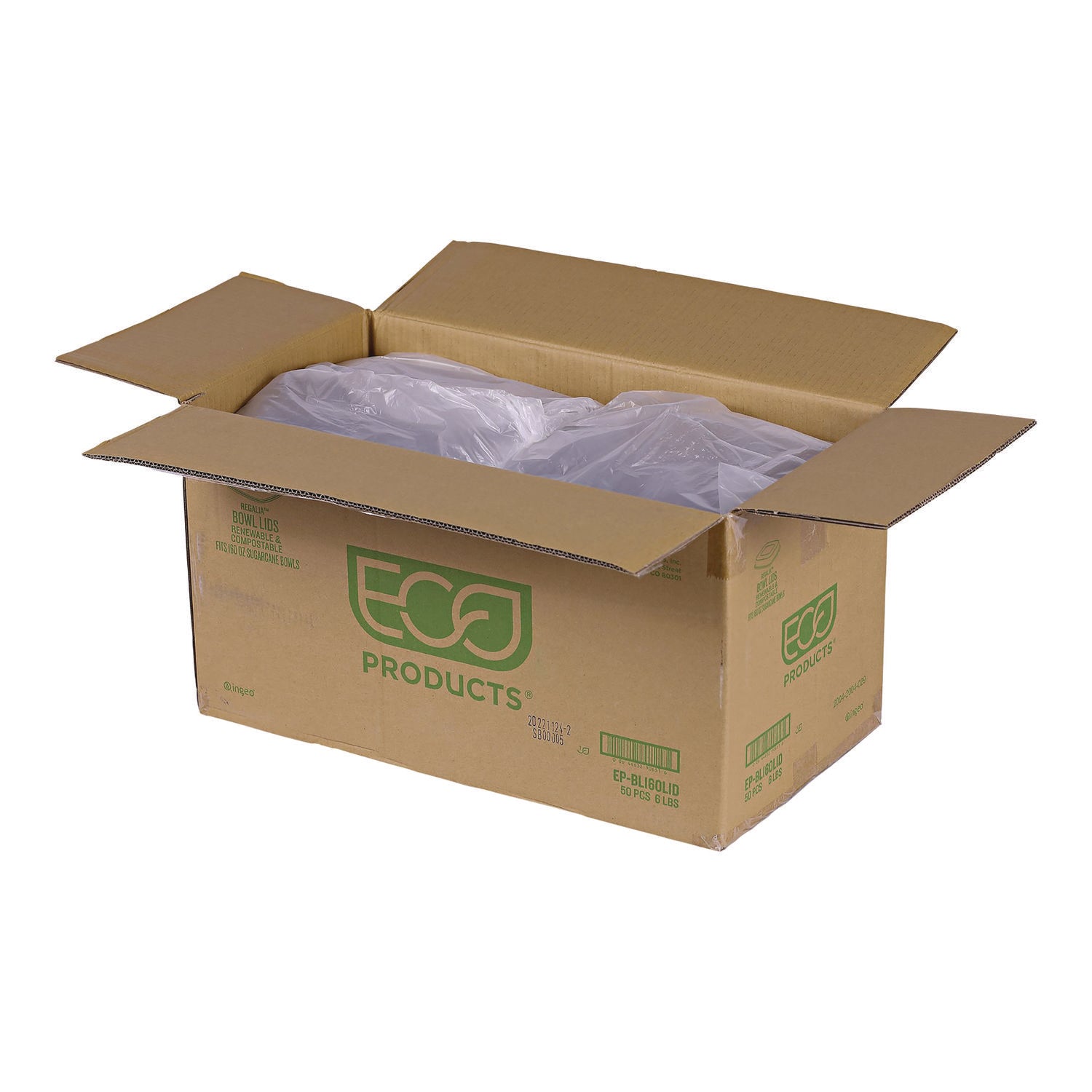 Lids For Regalia Sugarcane 160 Oz Bowls, 12 X 12 X 1.9, Clear, 50/carton