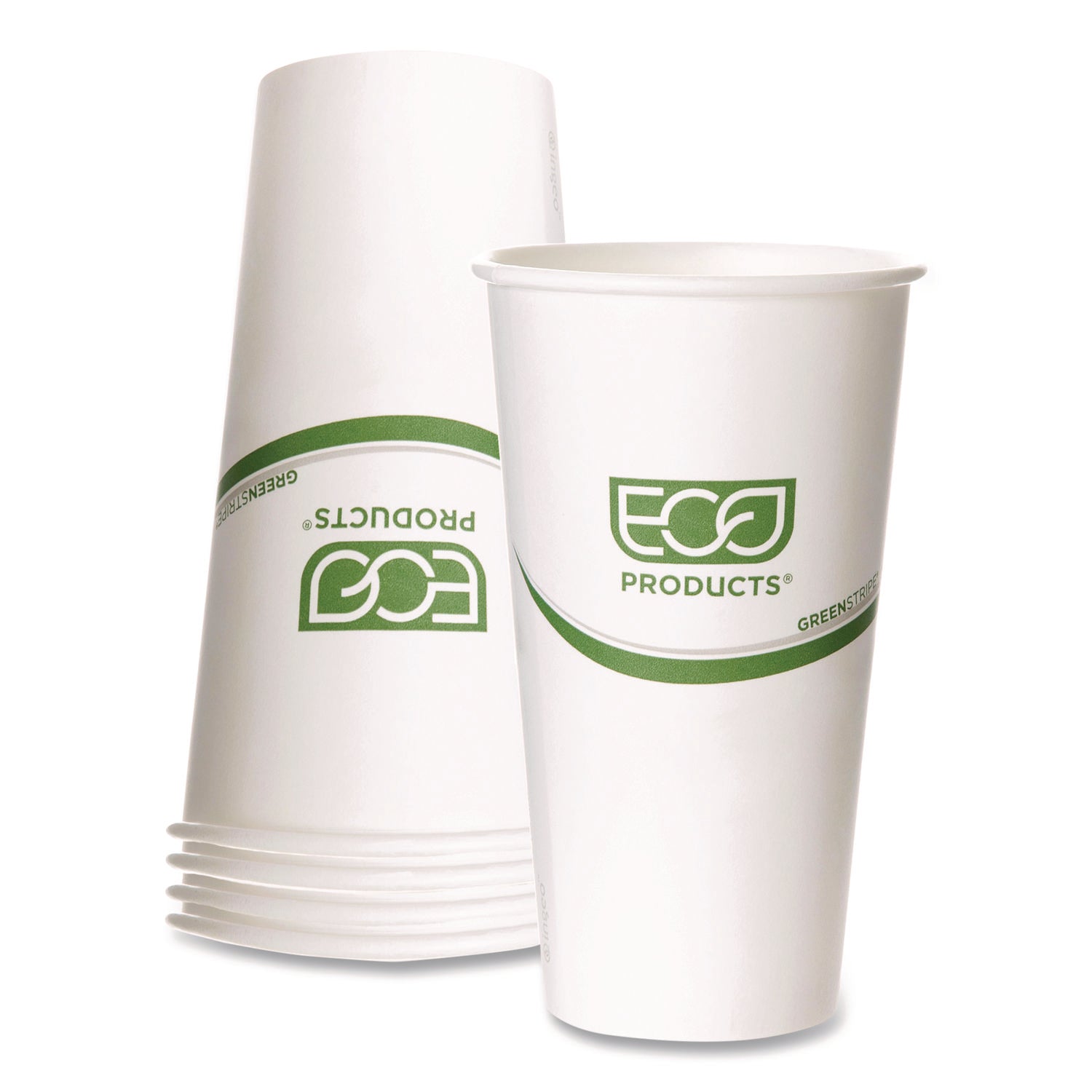 GreenStripe Hot Cups, 20 oz, Paper, White, 50/Pack, 20 Packs/Carton