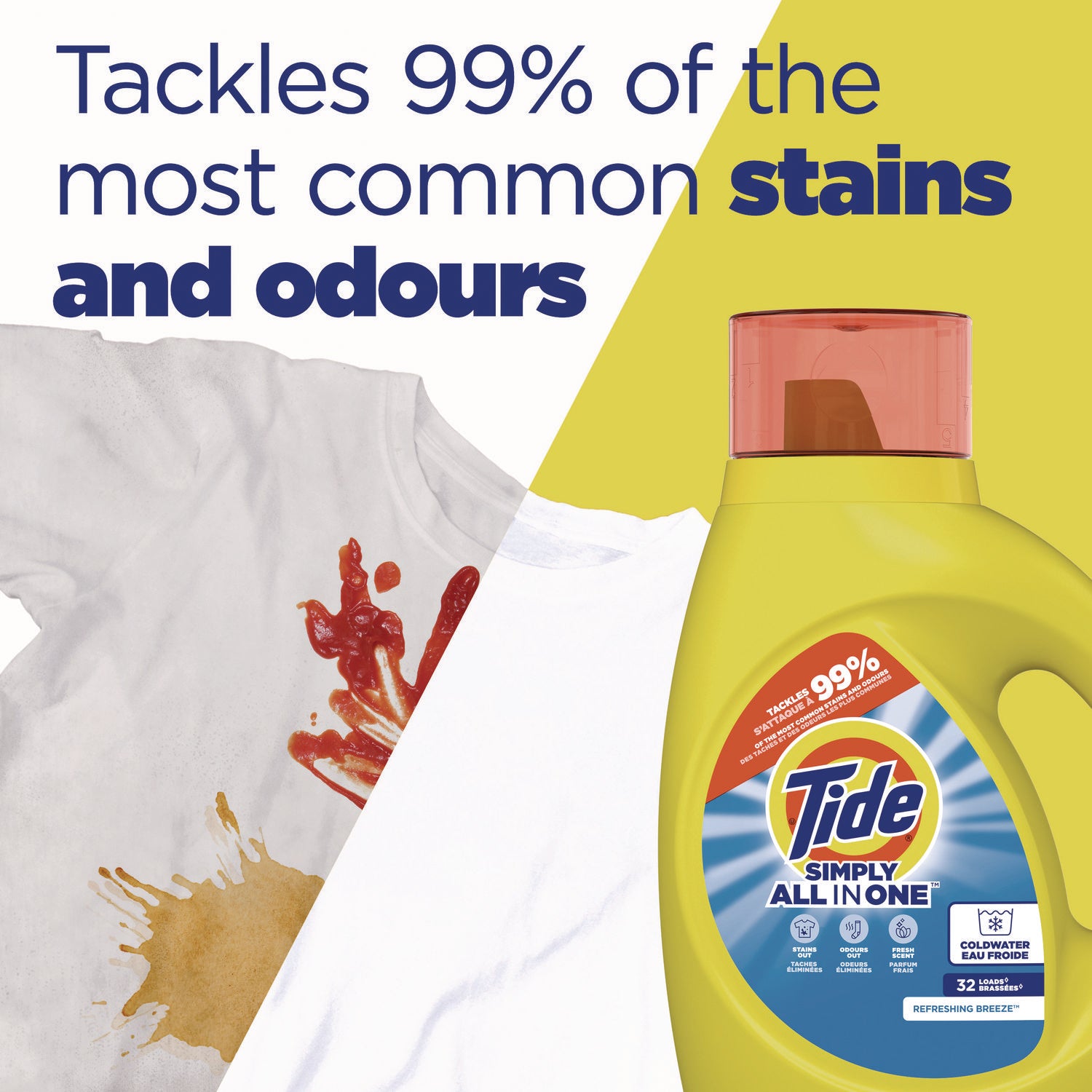 Simply Clean and Fresh Laundry Detergent, HE Compatible, Refreshing Breeze, 64 Loads, 84 oz Bottle, 4/Carton