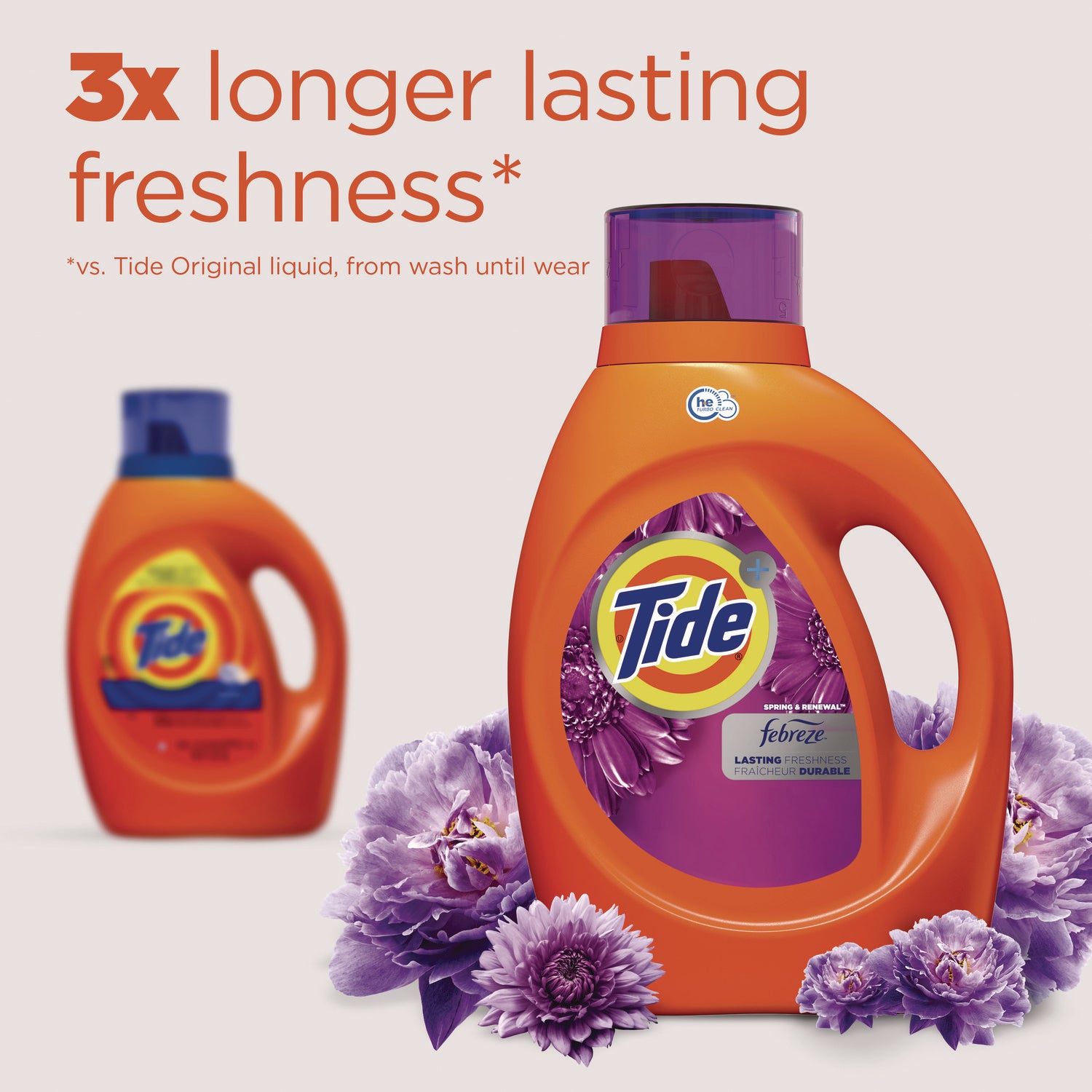 Plus Febreze HE Liquid Laundry Detergent, Spring and Renewal, 84 oz Bottle