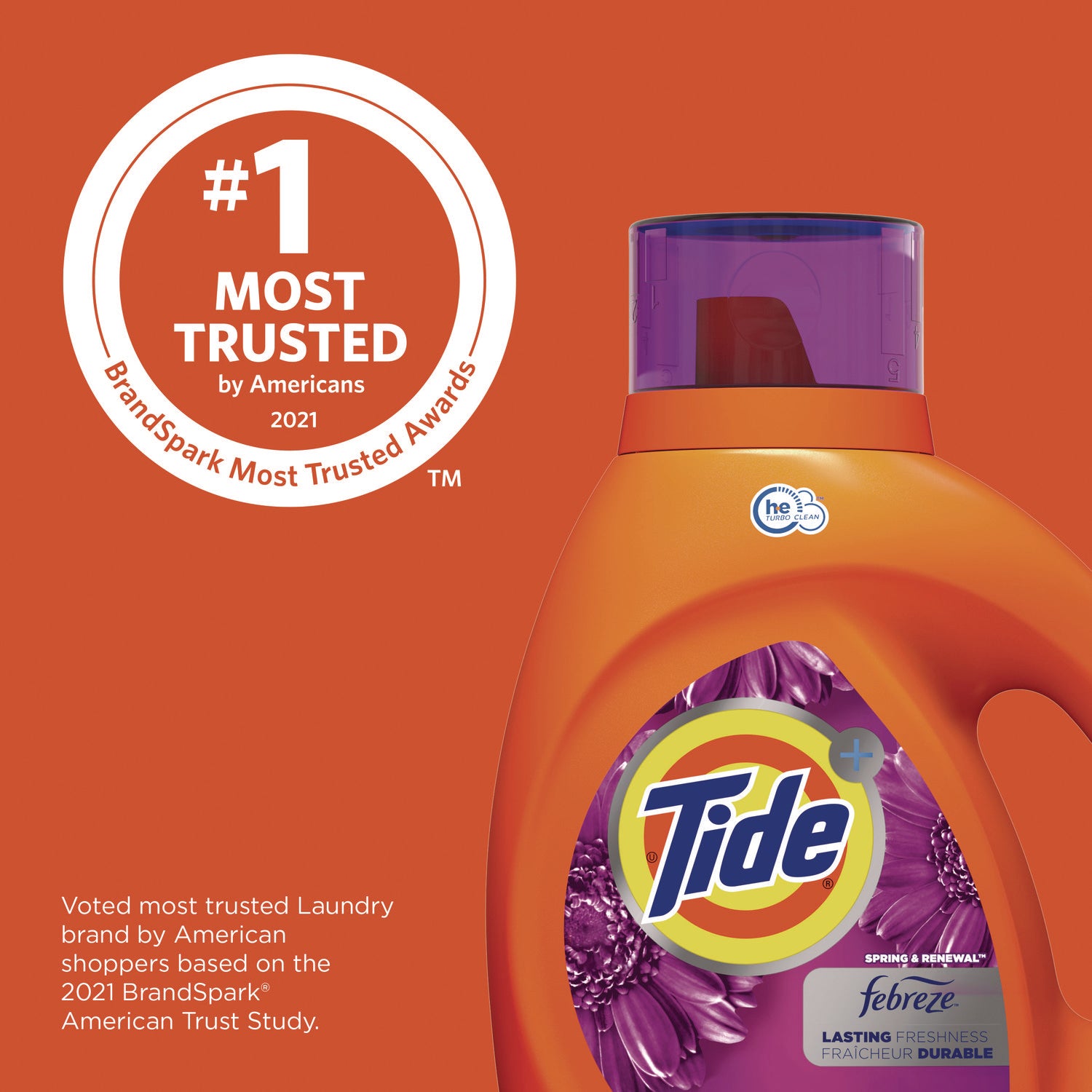 Plus Febreze HE Liquid Laundry Detergent, Spring and Renewal, 84 oz Bottle