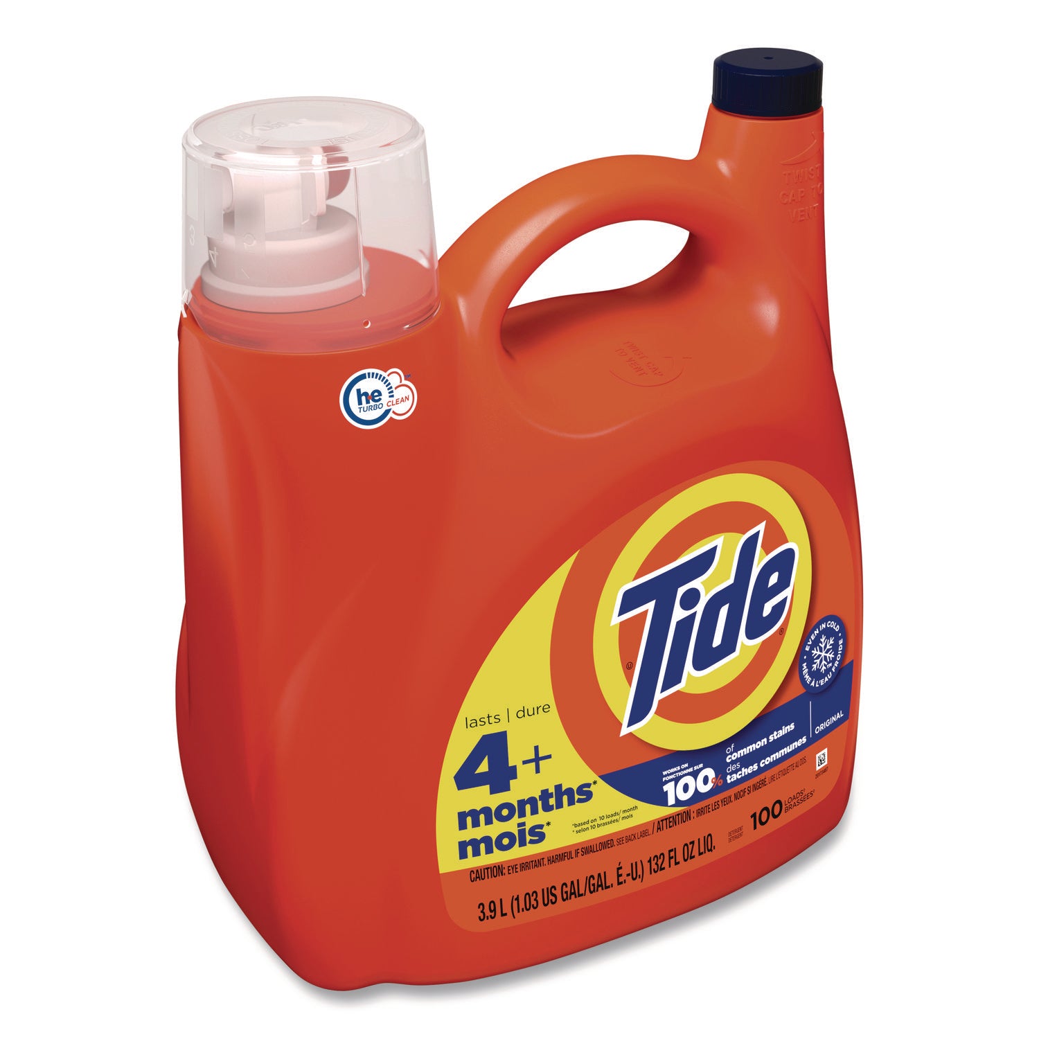 HE Liquid Laundry Detergent, Original Scent, 132 oz Pour Bottle, 4/Carton