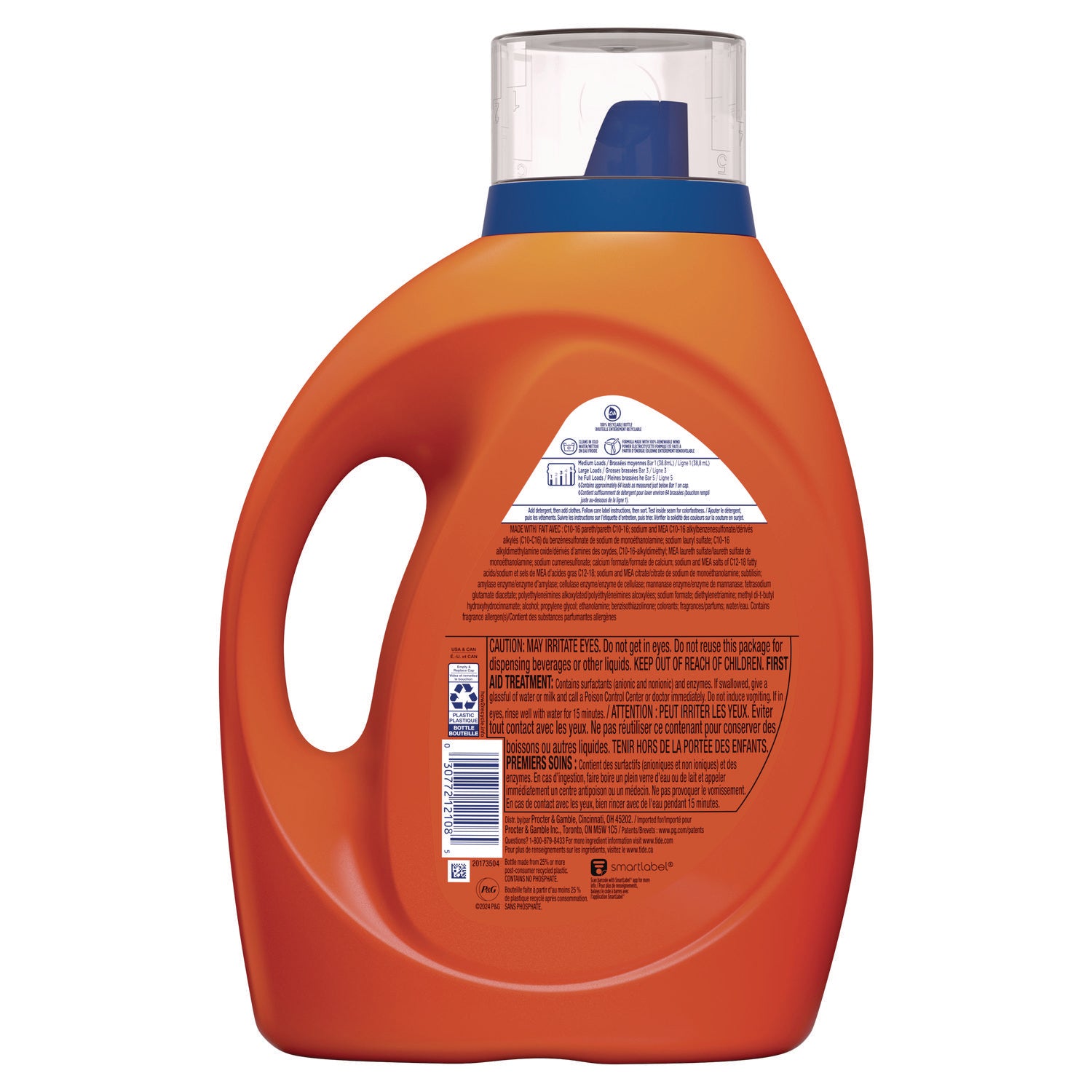 Tide Liquid Laundry Detergent - For Laundry, Fabric, Clothes - Liquid - 80 fl oz (2.5 quart) - Original Scent - 64 Loads - Recommended For: Stain Remover, Grease Remover, Dirt Remover - Orange - 1 Bottle