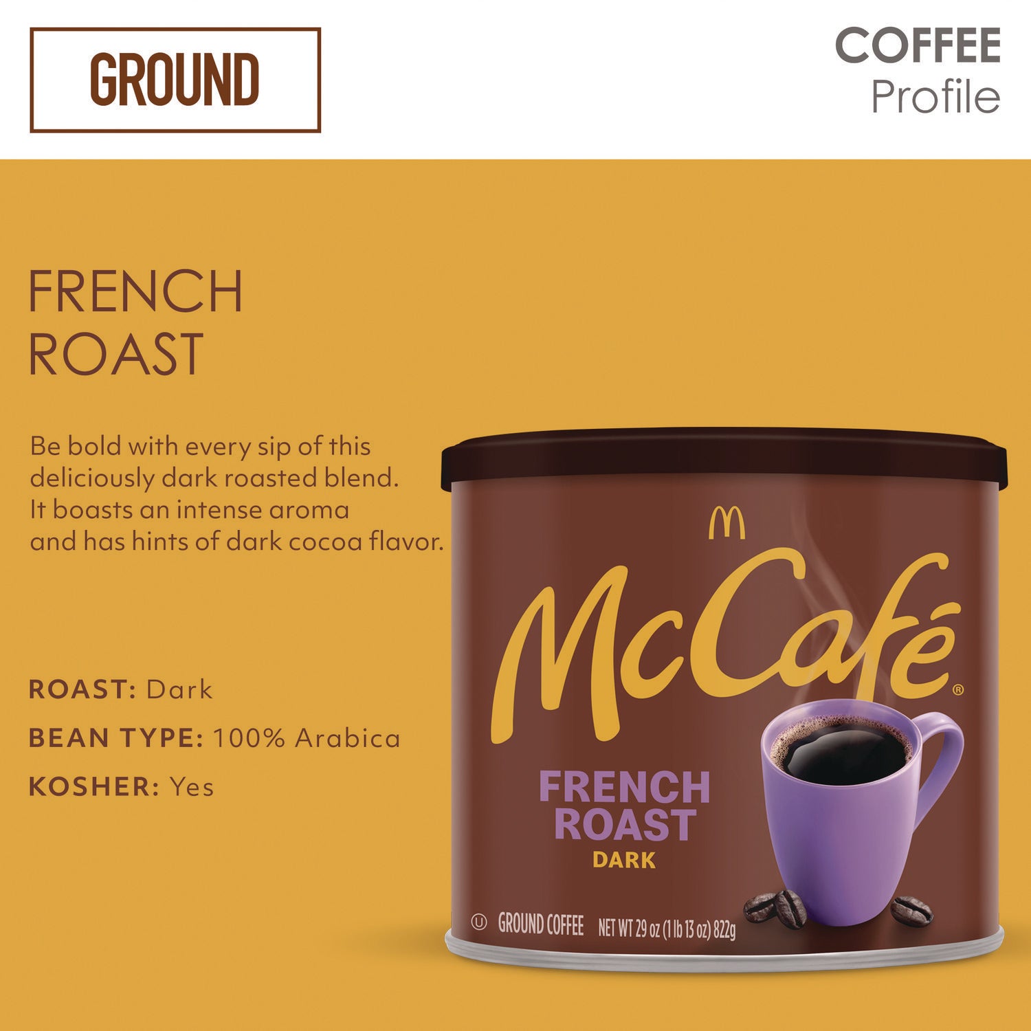 Ground Coffee, French Roast, 29 oz Can