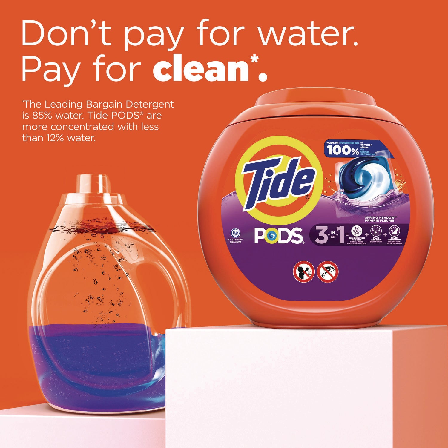 PODS Laundry Detergent, HE Compatible, Spring Meadow, 57 Oz Tub, 76 Pacs/Tub