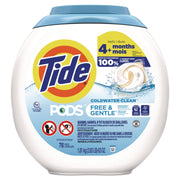 For Washing Machine, Laundry, Clothes - Concentrate - Pod - 56 oz (3.50 lb) - Recommended For: Stain Remover - Hypoallergenic, Dye-free, Color Safe, Unscented, Non-irritating - White - 76/Tub - 4 / Carton