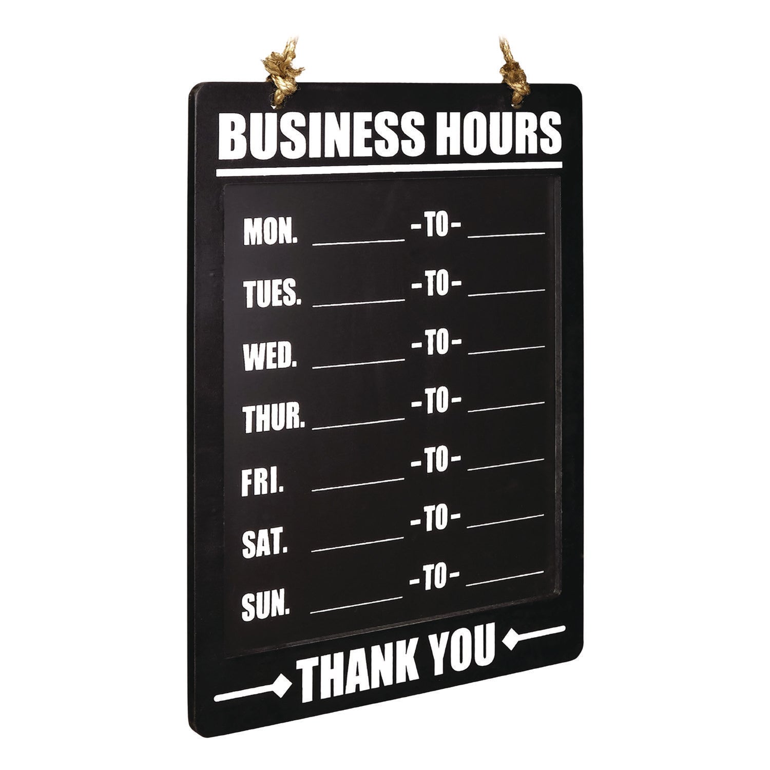 Business Hours Indoor/Outdoor Hanging Chalkboard, 10 x 0.38 x 20.75, Black/White