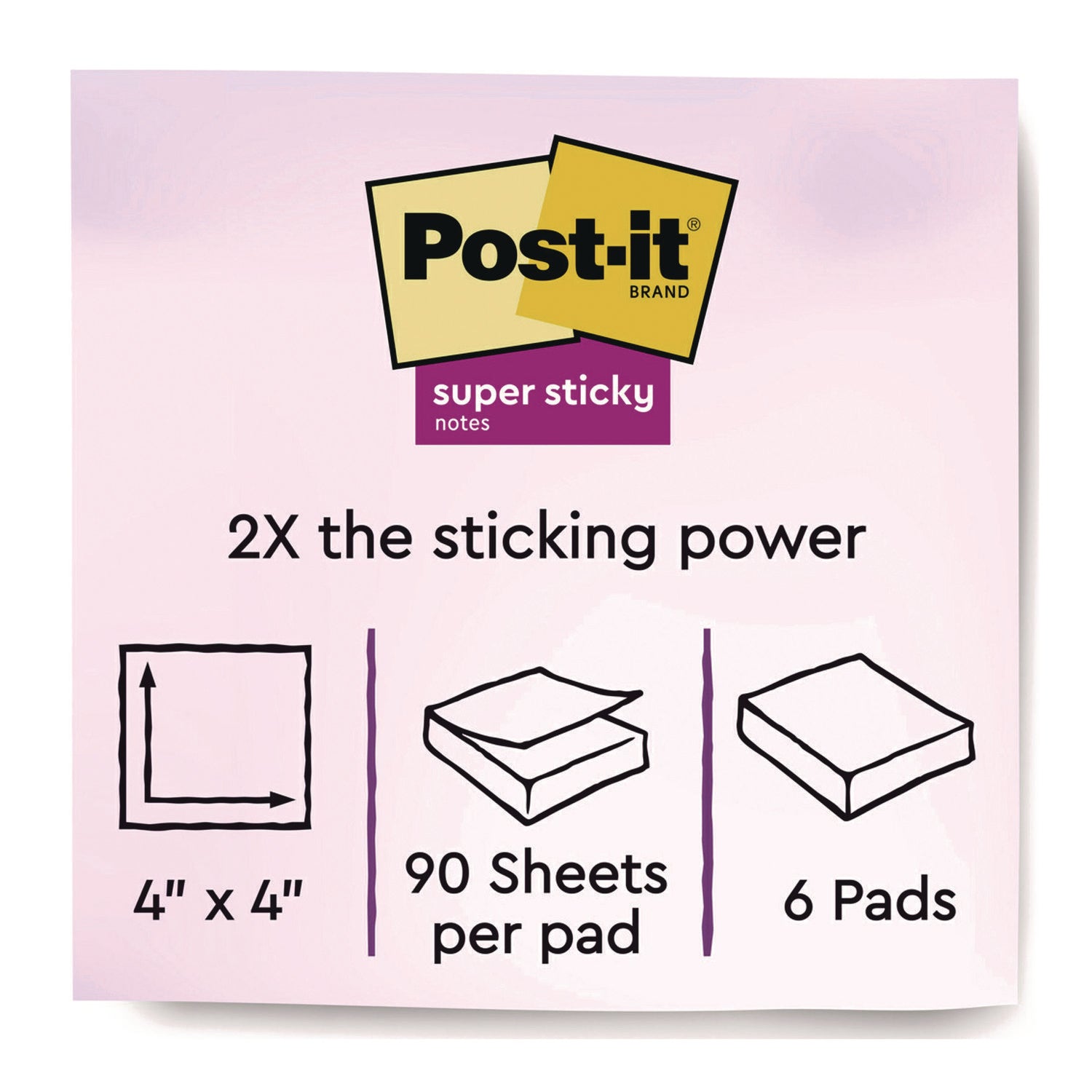 Note Pads in Summer Joy Color Collection Colors, 4" x 4", Note Ruled, 90 Sheets/Pad, 6 Pads/Pack