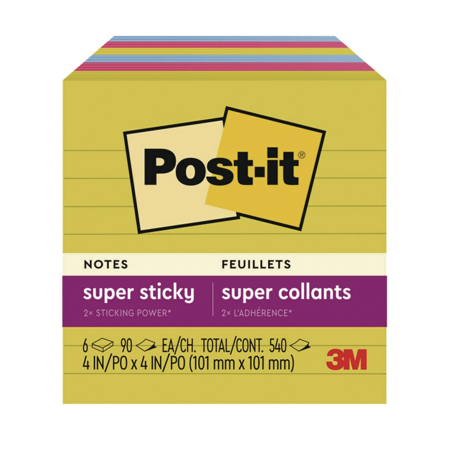 Note Pads in Summer Joy Color Collection Colors, 4" x 4", Note Ruled, 90 Sheets/Pad, 6 Pads/Pack