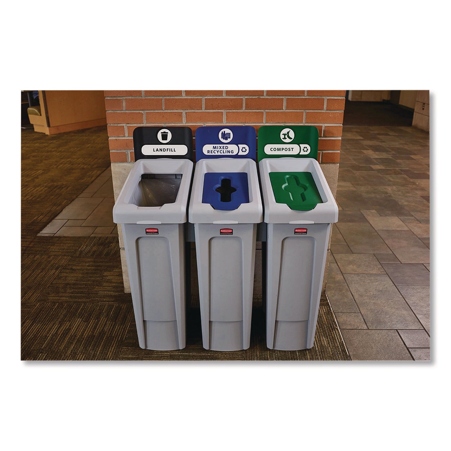 23 gal Capacity - For Commercial - Durable, Recyclable - 40.2" Height x 12" Width x 15.2" Depth - Resin - Gray, Green - 1 Each