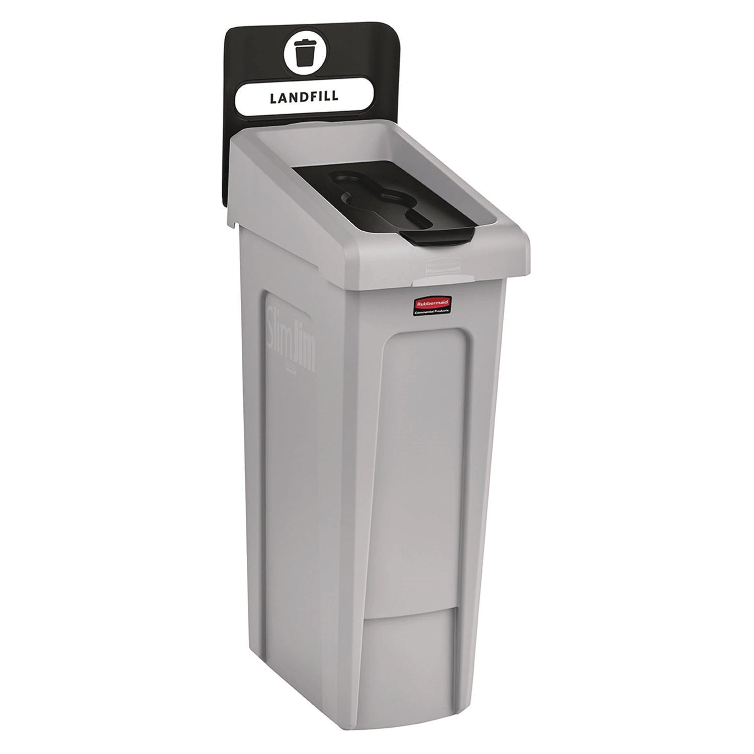 23 gal Capacity - For Commercial - Durable, Recyclable - 40.2" Height x 12" Width x 15.2" Depth - Resin - Gray, Black - 1 Each