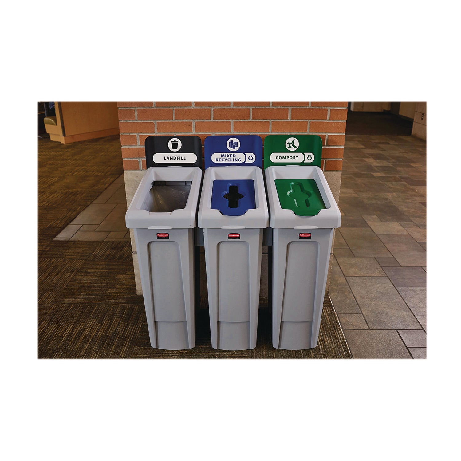 23 gal Capacity - For Commercial - Durable, Recyclable - 40.2" Height x 12" Width x 15.2" Depth - Resin - Gray, Black - 1 Each