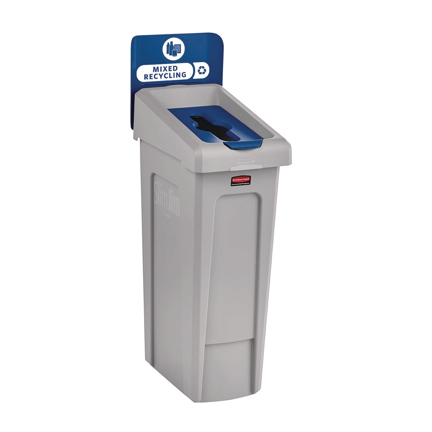 23 gal Capacity - For Commercial - Durable, Recyclable - 40.2" Height x 12" Width x 15.2" Depth - Resin - Gray, Blue - 1 Each