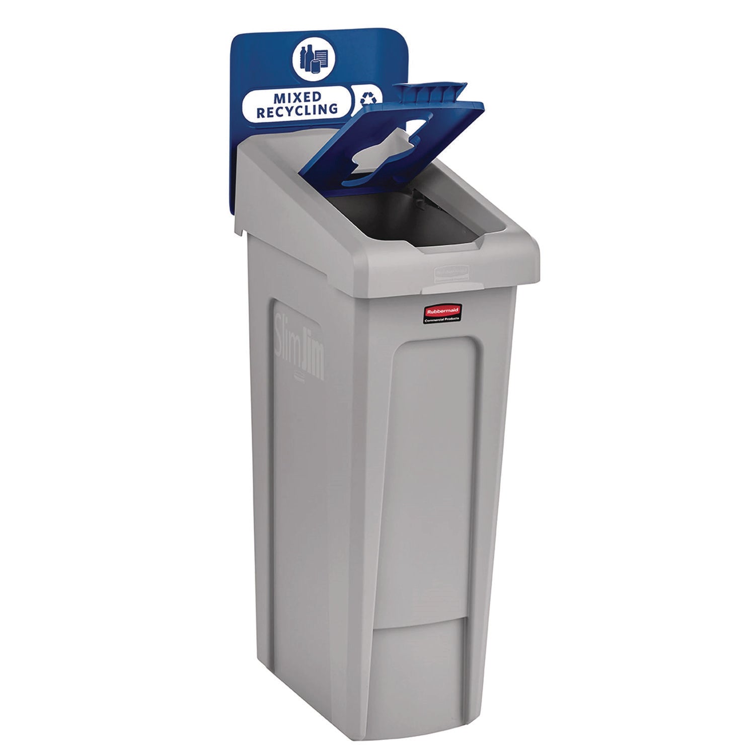 23 gal Capacity - For Commercial - Durable, Recyclable - 40.2" Height x 12" Width x 15.2" Depth - Resin - Gray, Blue - 1 Each
