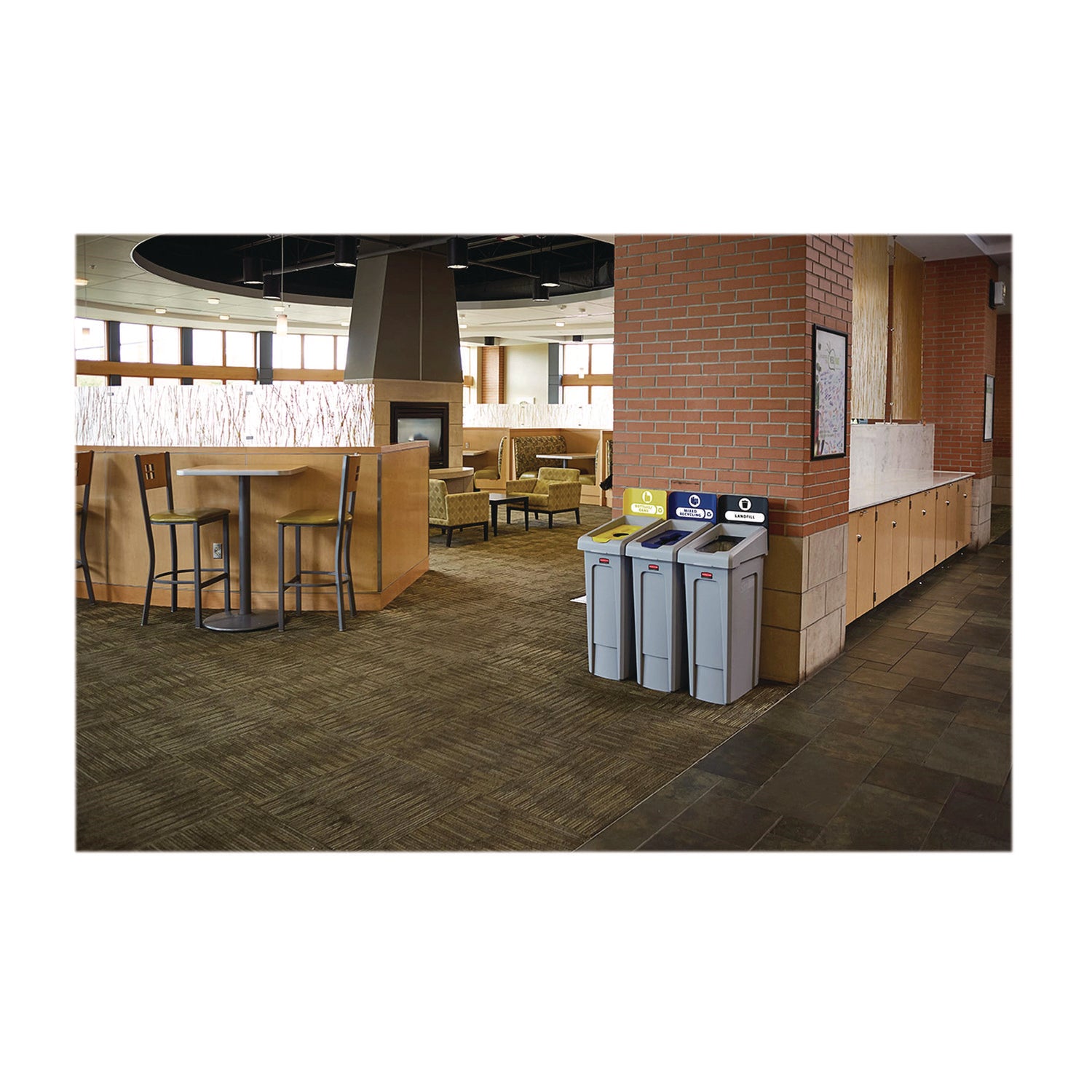 23 gal Capacity - For Commercial - Durable, Recyclable - 40.2" Height x 12" Width x 15.2" Depth - Resin - Gray, Blue - 1 Each