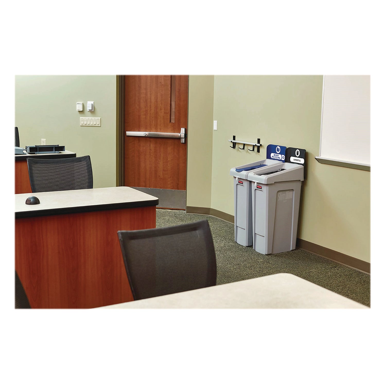 23 gal Capacity - For Commercial - Durable, Recyclable - 40.2" Height x 12" Width x 15.2" Depth - Resin - Gray, Blue - 1 Each
