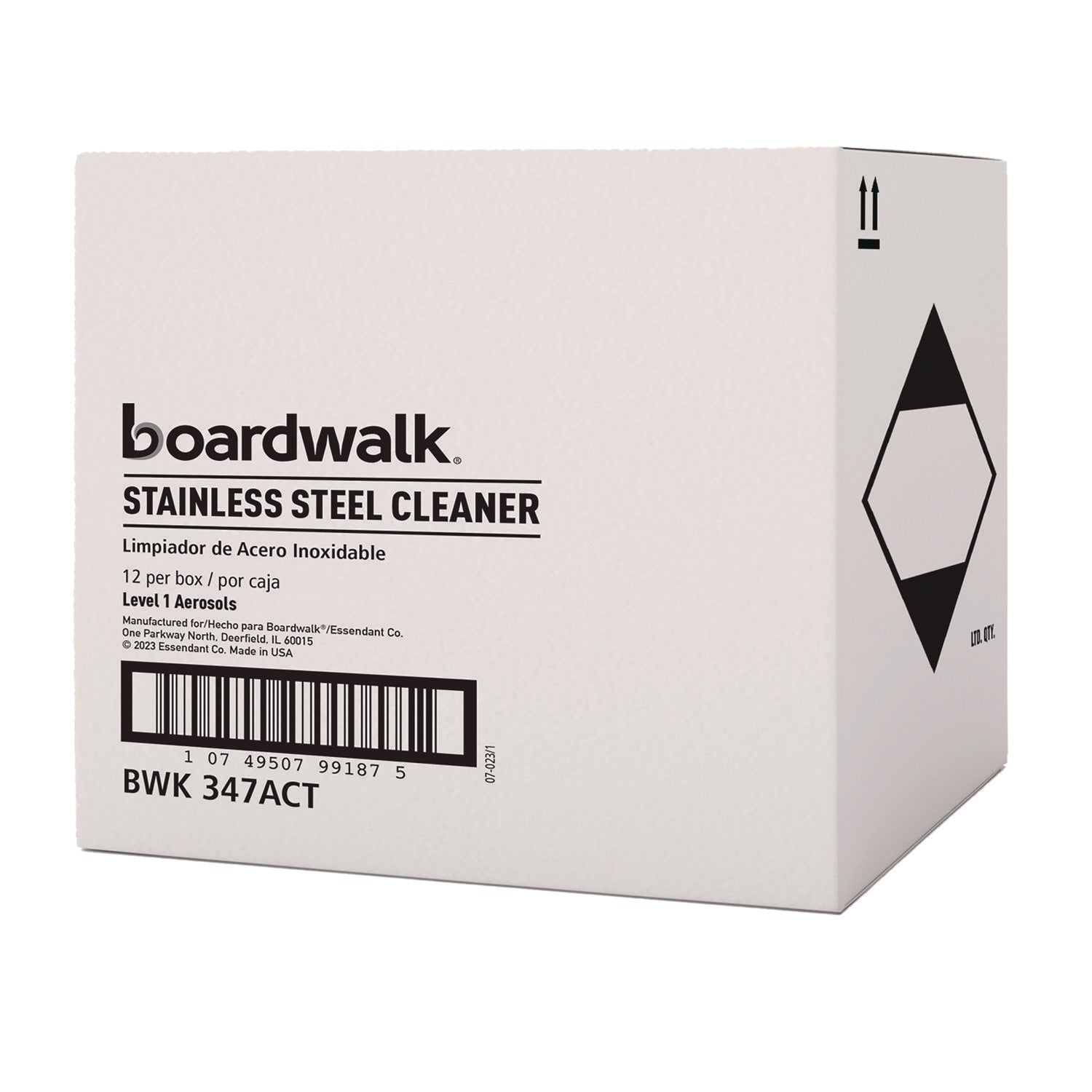 Stainless Steel Cleaner and Polish, Water-in-Oil Based, Lemon Scent, 18 oz Aerosol Spray, 12/Carton
