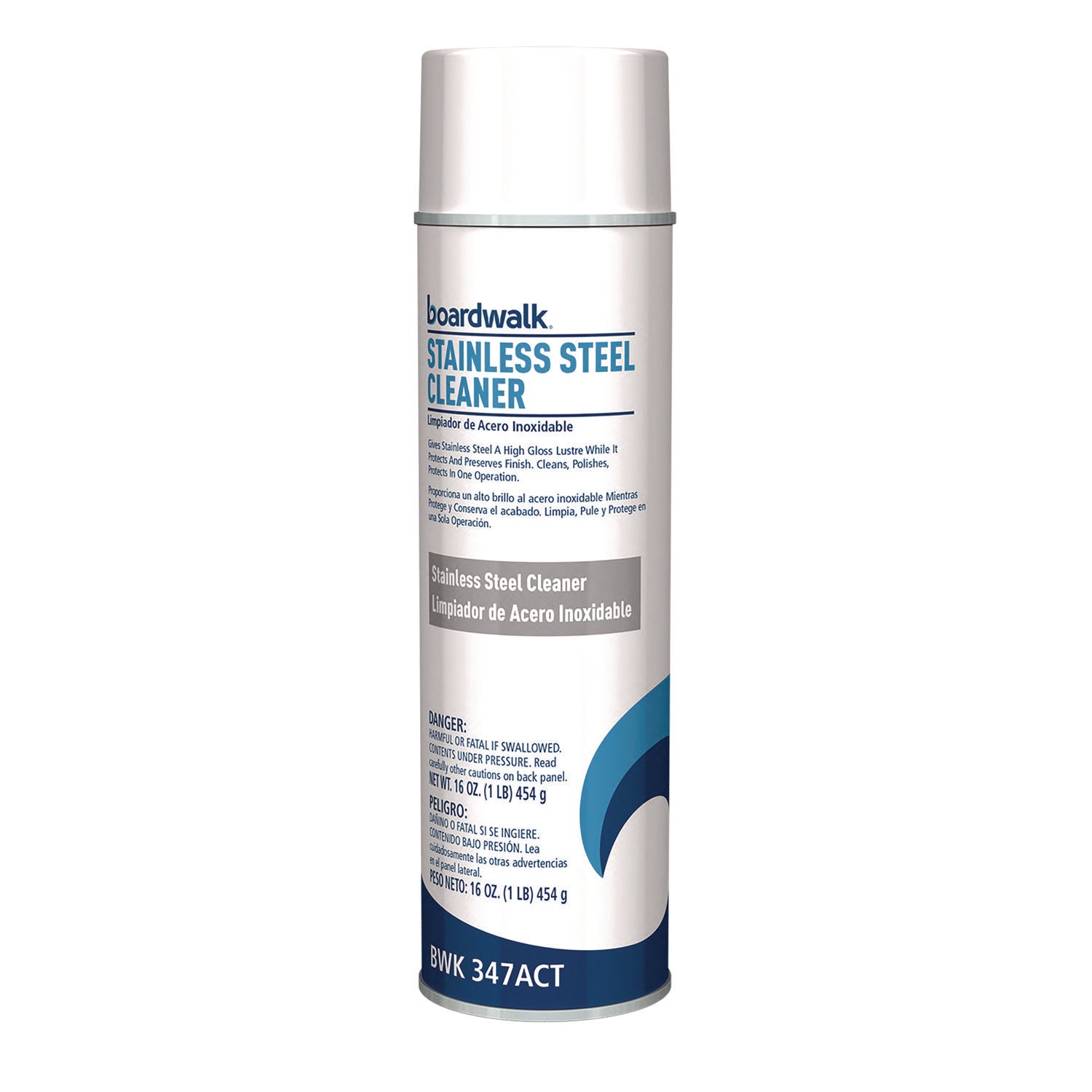 Stainless Steel Cleaner and Polish, Water-in-Oil Based, Lemon Scent, 18 oz Aerosol Spray, 12/Carton