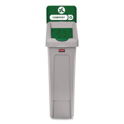 23 gal Capacity - For Commercial - Durable, Recyclable - 40.2" Height x 12" Width x 15.2" Depth - Resin - Gray, Green - 1 Each