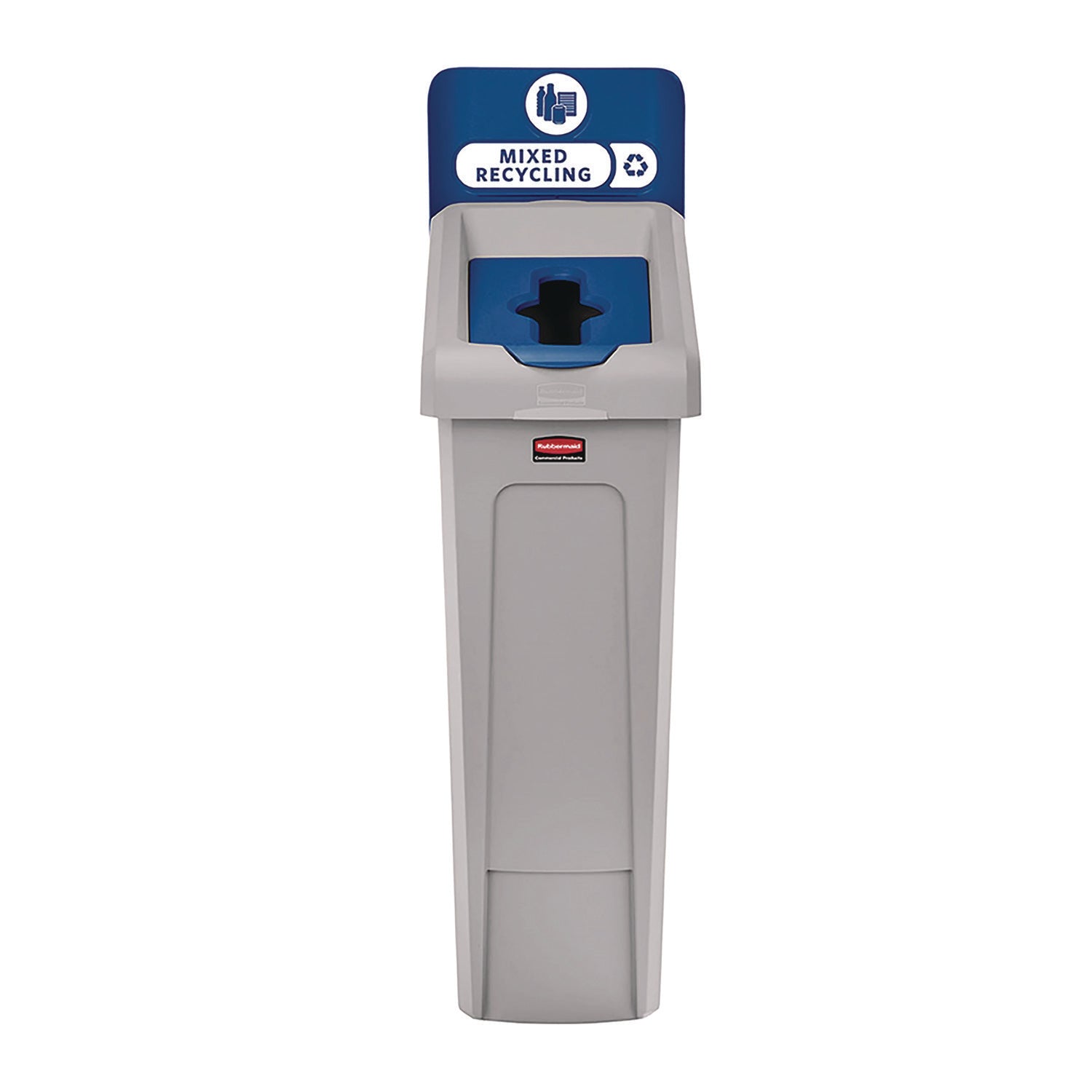 23 gal Capacity - For Commercial - Durable, Recyclable - 40.2" Height x 12" Width x 15.2" Depth - Resin - Gray, Blue - 1 Each