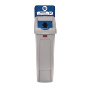 23 gal Capacity - For Commercial - Durable, Recyclable - 40.2" Height x 12" Width x 15.2" Depth - Resin - Gray, Blue - 1 Each