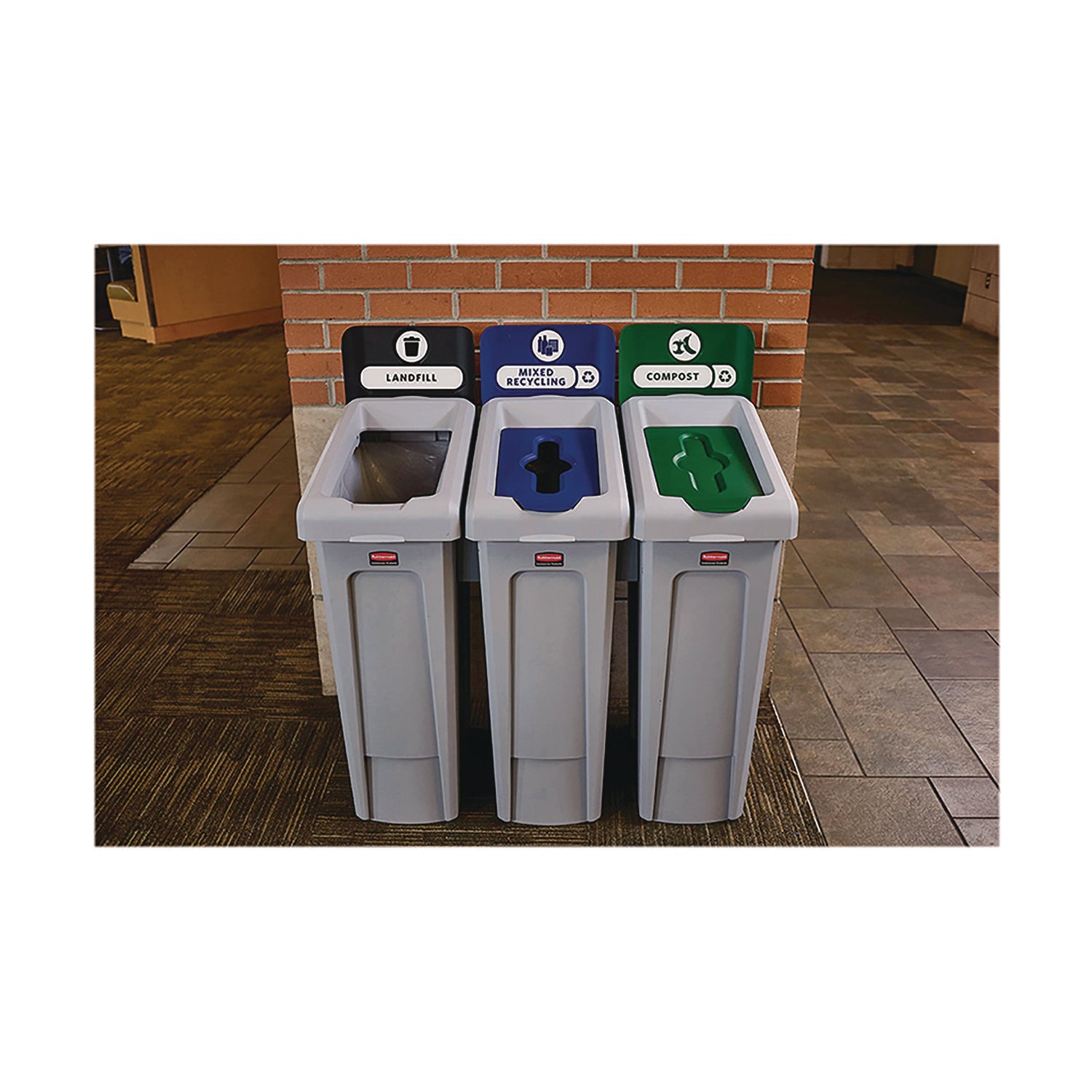 23 gal Capacity - For Commercial - Durable, Recyclable - 40.2" Height x 12" Width x 15.2" Depth - Resin - Gray, Blue - 1 Each