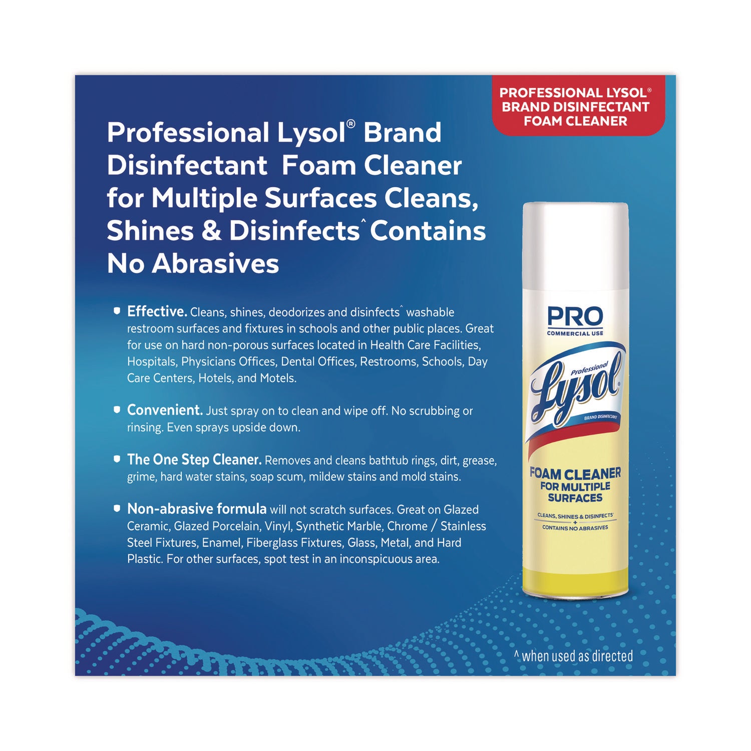 Professional Lysol Disinfectant Foam Cleaner - For Multipurpose - 24 oz (1.50 lb) - Fresh Clean Scent - Disinfectant - 1 Each