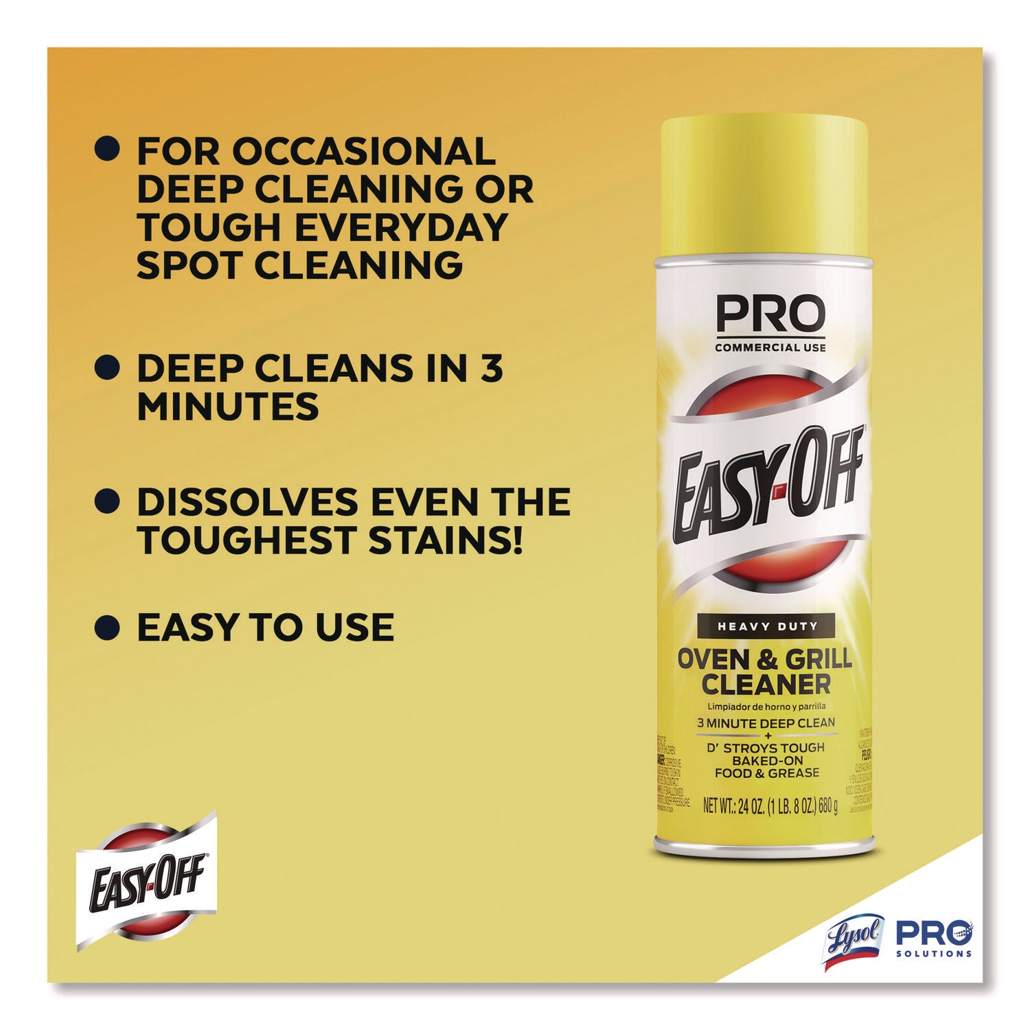 Professional Easy-Off Heavy Duty Oven & Grill Cleaner - Ready-To-Use - 24 fl oz (0.8 quart) - Lemon Floral Scent - Heavy Duty - White Aerosol Spray Can - 1 Each