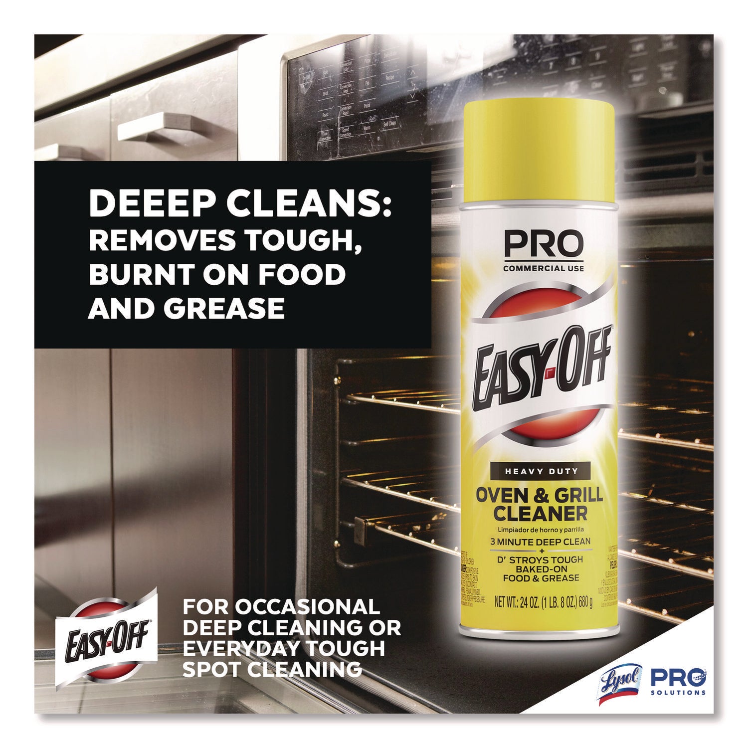 Professional Easy-Off Heavy Duty Oven & Grill Cleaner - Ready-To-Use - 24 fl oz (0.8 quart) - Lemon Floral Scent - Heavy Duty - White Aerosol Spray Can - 1 Each