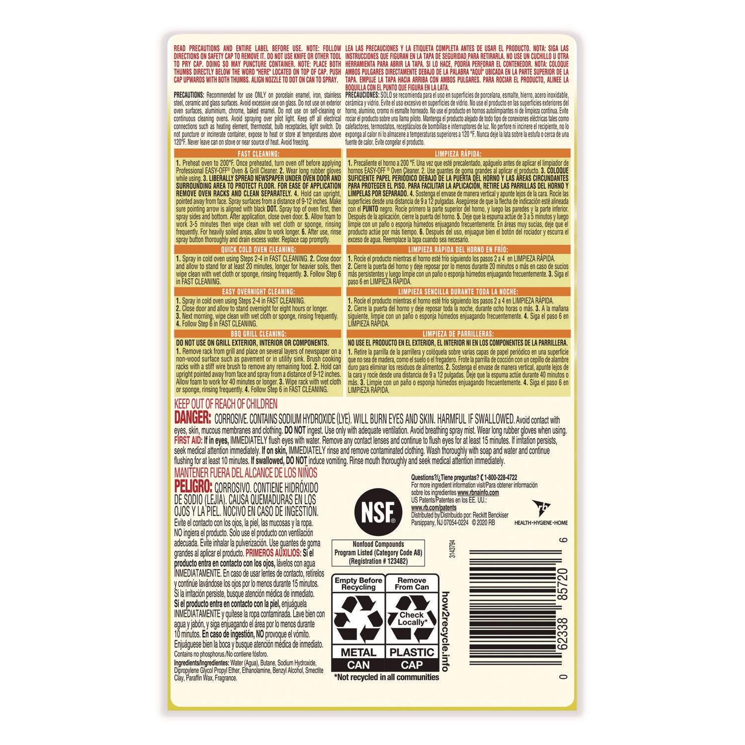 Professional Easy-Off Heavy Duty Oven & Grill Cleaner - Ready-To-Use - 24 fl oz (0.8 quart) - Lemon Floral Scent - Heavy Duty - White Aerosol Spray Can - 1 Each
