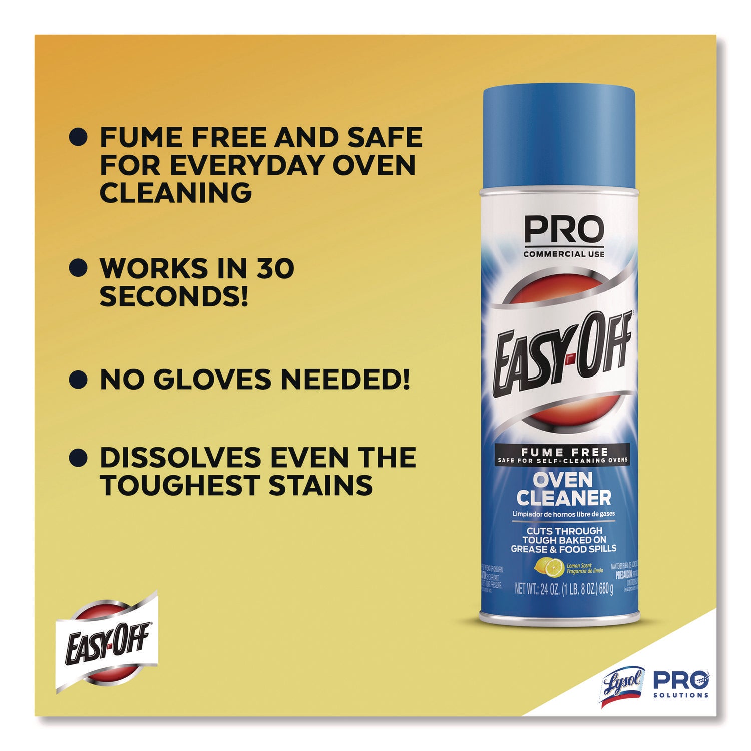 Professional Easy-Off Fume Free Over Cleaner - 24 oz (1.50 lb) - Lemon Scent - Fume-free - White - 1 Each