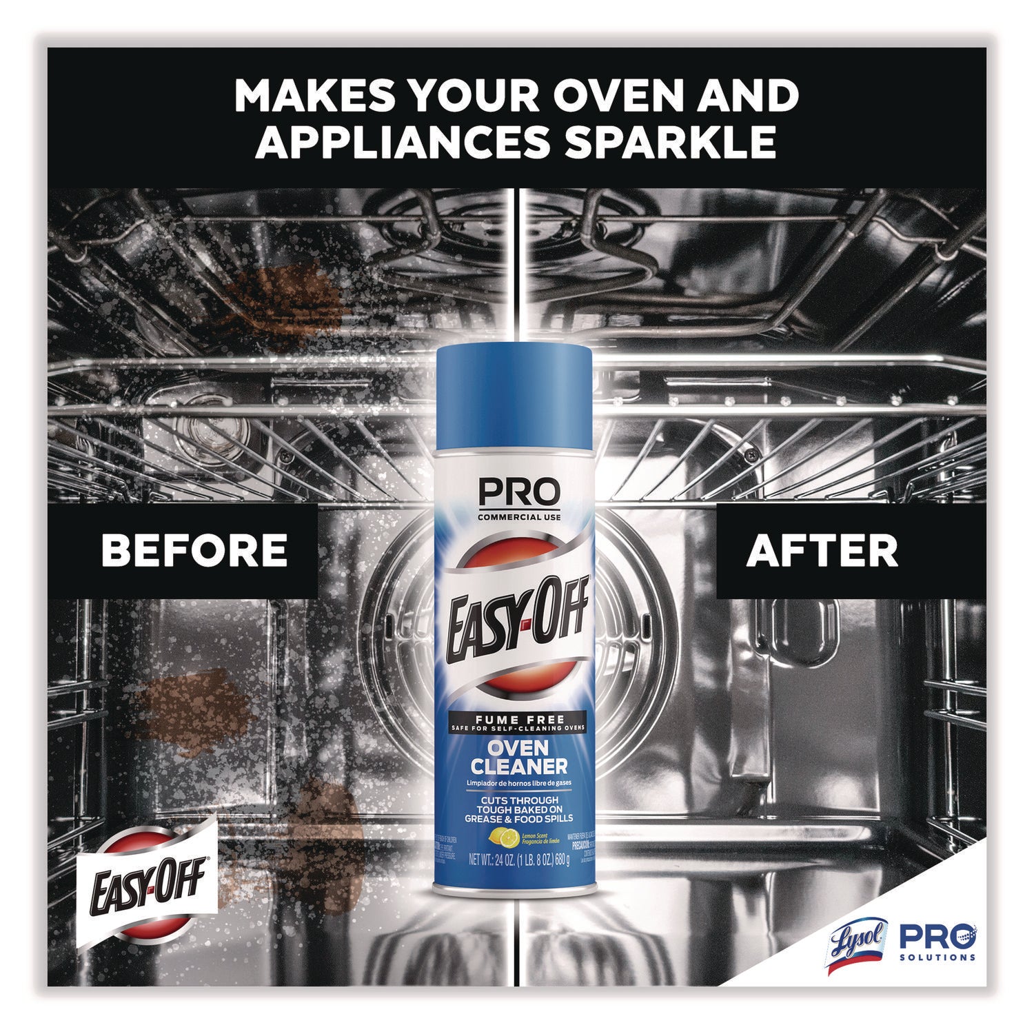 Professional Easy-Off Fume Free Over Cleaner - 24 oz (1.50 lb) - Lemon Scent - Fume-free - White - 1 Each