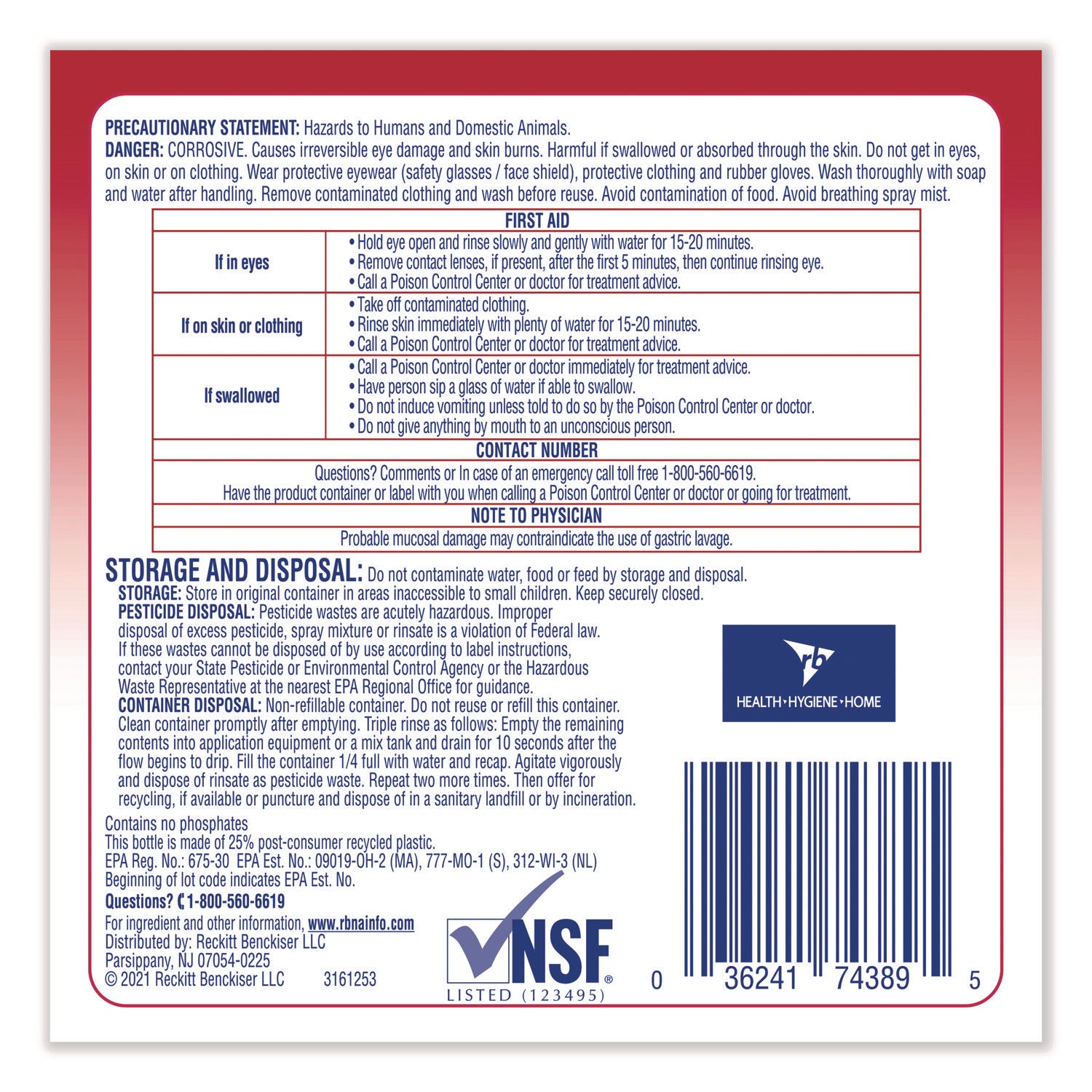 Professional Lysol No Rinse Sanitizer - Concentrate - 128 fl oz (4 quart) - Disinfectant, Anti-bacterial - 1 Each