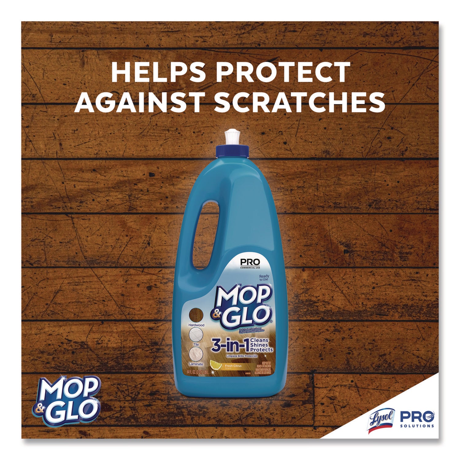 Professional MOP & GLO&reg; Triple Action Floor Shine Cleaner - For Wood Floor, Vinyl Floor, Linoleum Floor, Ceramic Tile Floor, Tile - 64 oz (4 lb) - Fresh Citrus Scent - Tan - 6 / Carton