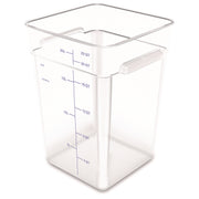 Squares Polycarbonate Food Storage Container, 22 qt, 11 13 x 11.13 x 15.72, Clear, Plastic