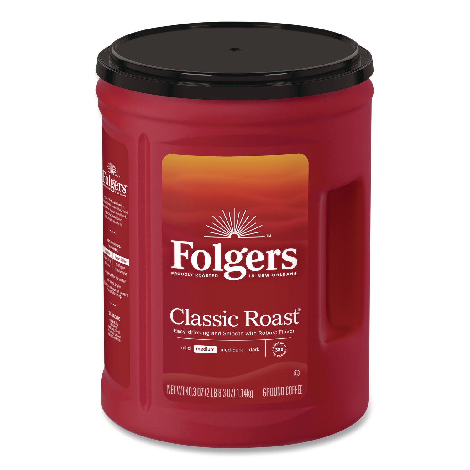 Folgers Classic Roast Ground Coffee, Medium Roast, 40.3 oz Canister, 1 Each